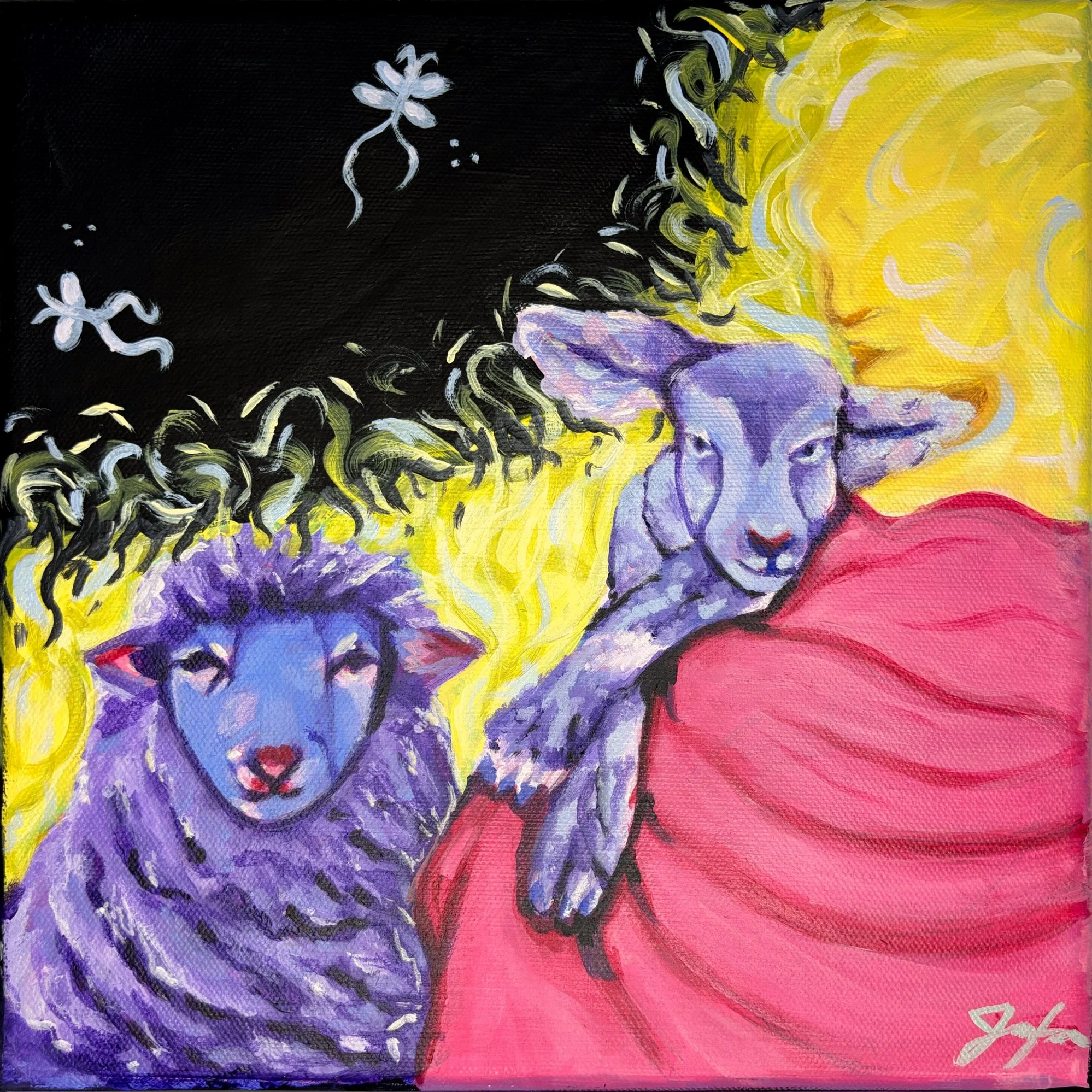 Close to His Heart - 8x8in Acrylic paints