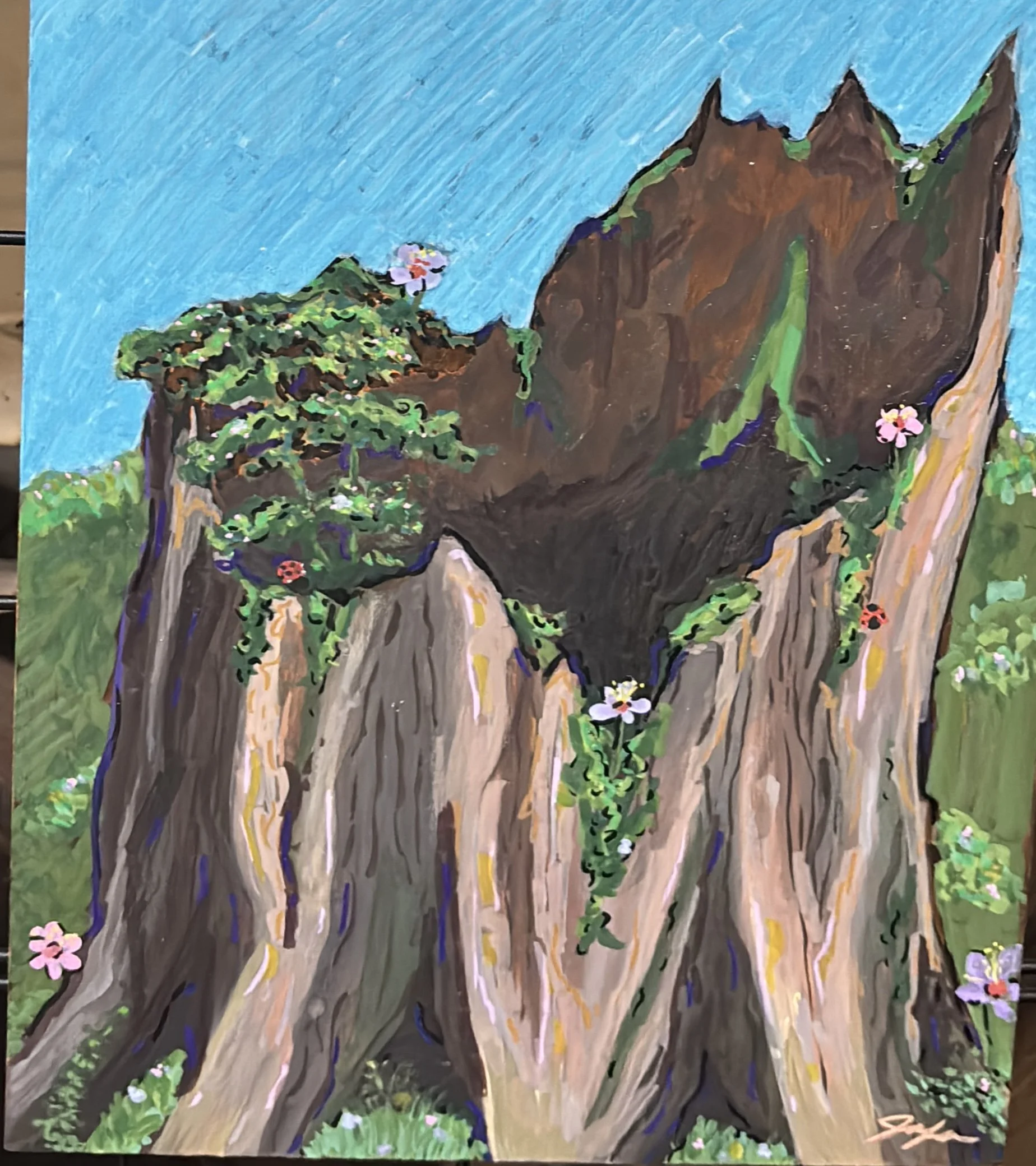 Regrowth 8x10in Acrylic paint, gouache, and acrylic markers