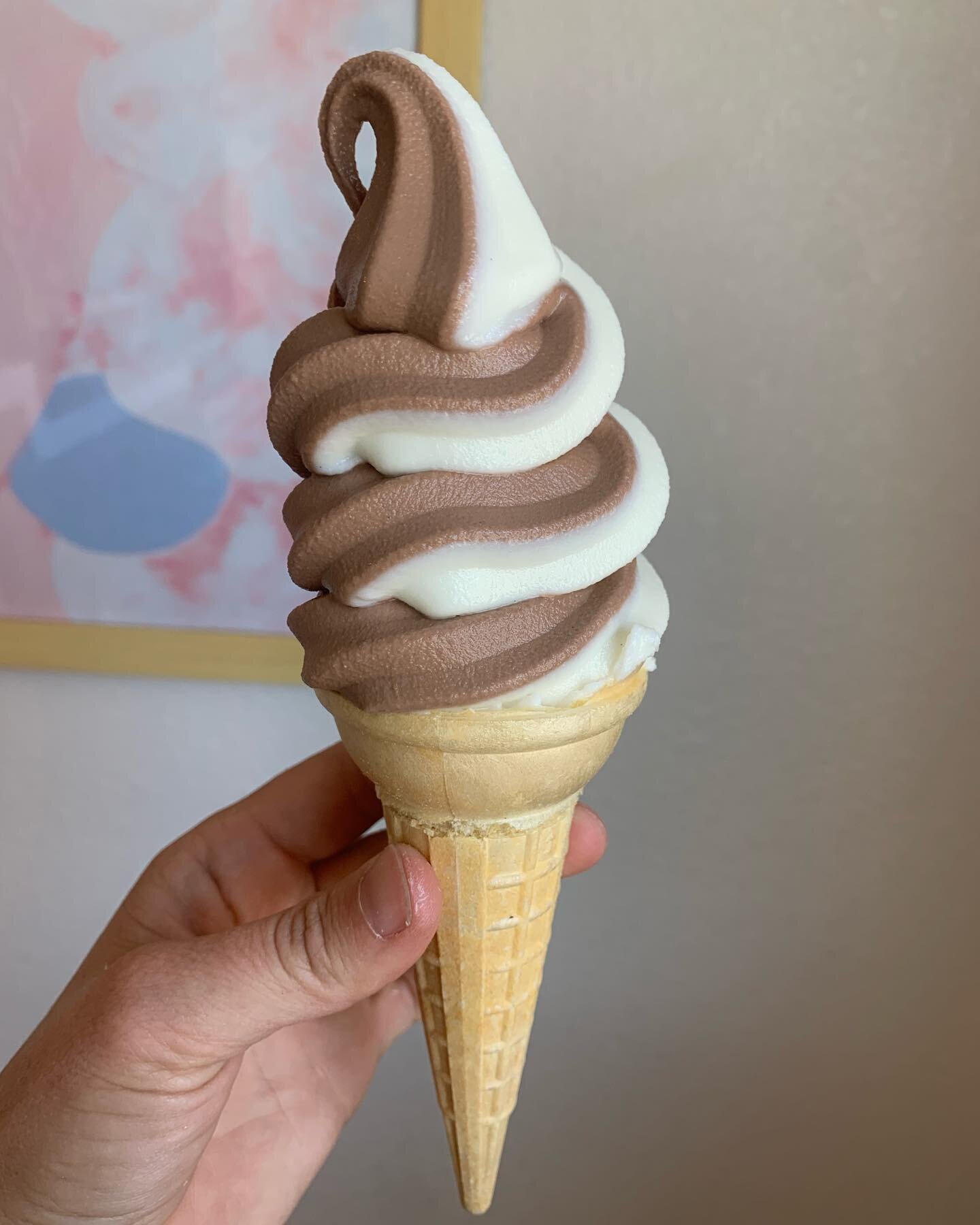 Classic twist cone. Here now until 8! 
#womenownedbusiness #newmexicotrue #icecream #softserveicecream #pinkponysoftserve