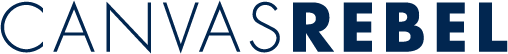Text reading 'CANVAS REBEL' with 'CANVAS' in light blue and 'REBEL' in dark blue.
