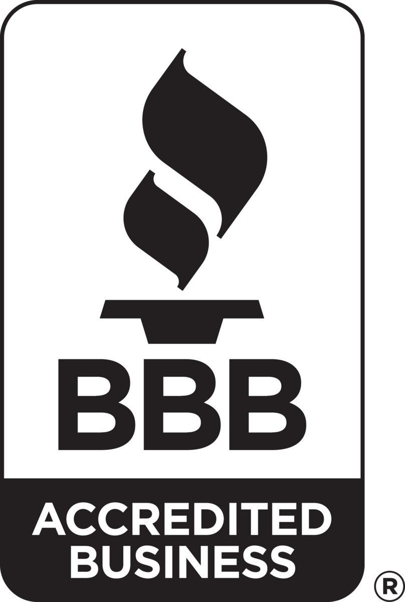 BBQ flame icon with the text "BBB Accredited Business"