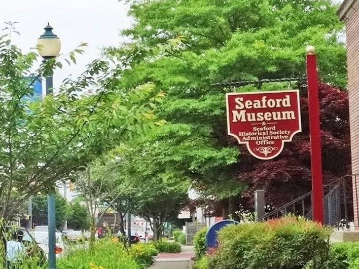 Street side view of the Seaford Museum entrance and sign