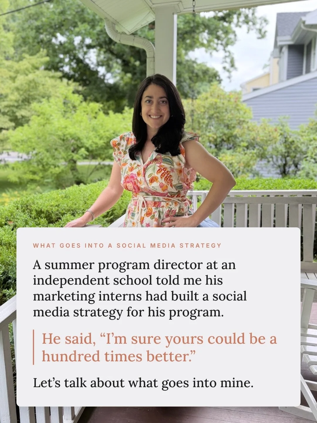I love working with interns and staff members. They bring fresh ideas and know the platforms well, and for many programs one person runs the account on top of everything else they do.

My strategy gives that person a plan: research on where the accou