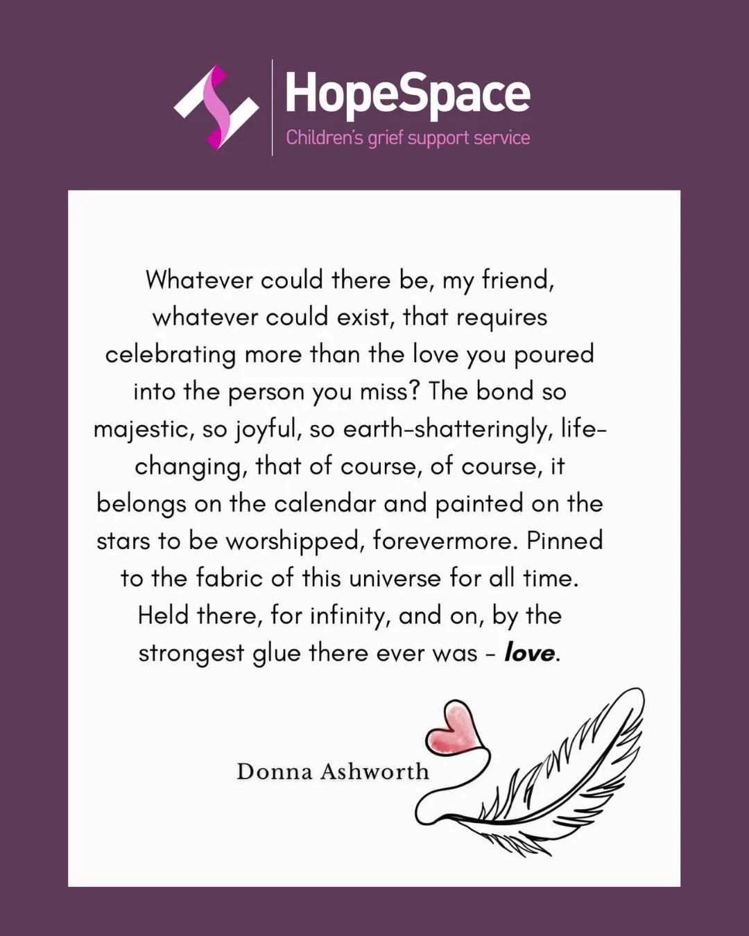 💔 Grief is a celebration of love.

The depth of our grief often reflects the depth of the bond we shared. When someone we love dies, the sadness we feel is a reflection of the memories, connection, laughter, and love that person brought into our liv