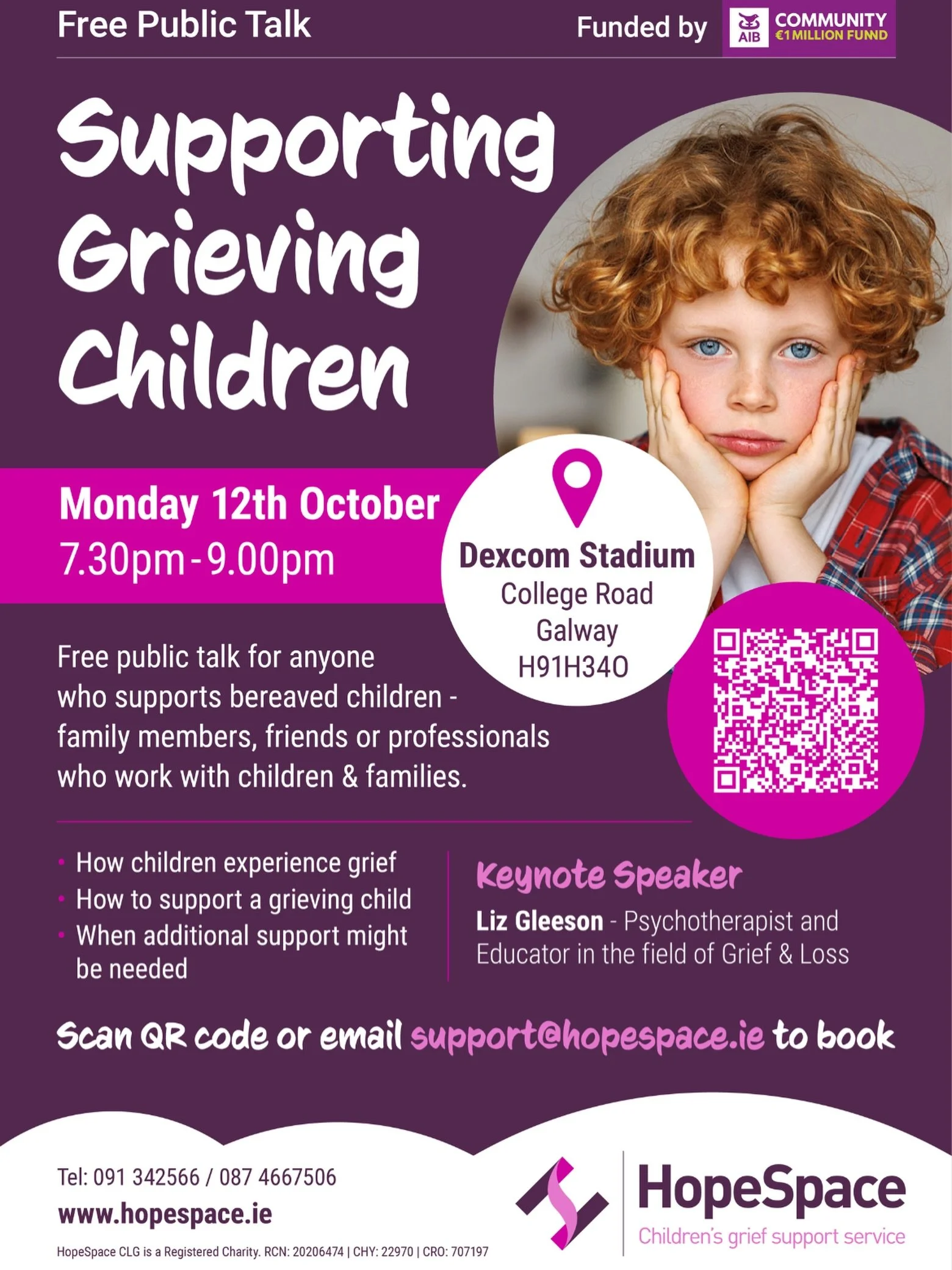 Free public talk for anyone who supports bereaved children &mdash; family members, friends, or professionals who work with children &amp; families.
This talk will explore how bereaved children may experience and express grief, and offer practical gui