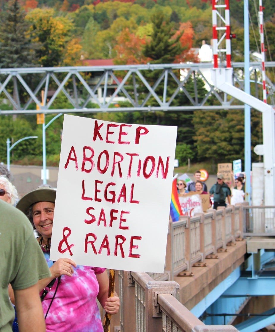  About 70 people gathered Saturday afternoon to march in support of reproductive freedom before the Supreme Court convenes on Oct. 4. 
