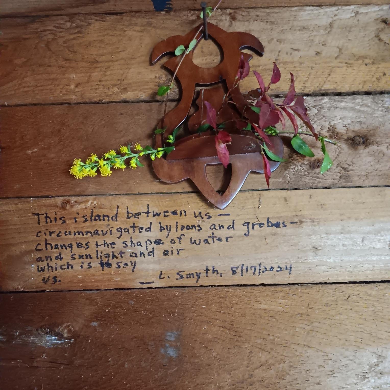 Copper Beacon - artist in residence - Laura's poem on cabin wall.jpg