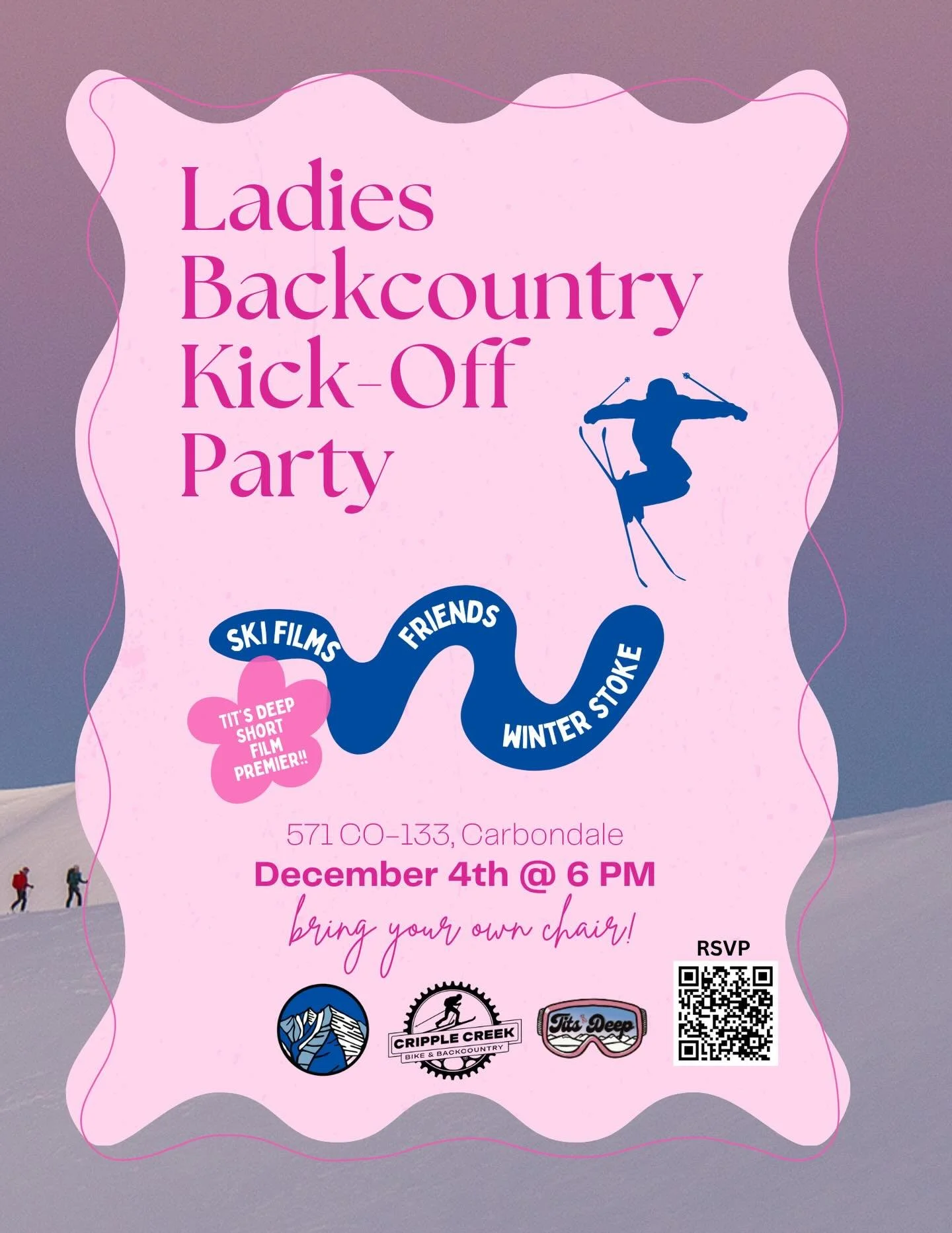Stoked to have our very first sneak peek screening 🍿 tomorrow at Cripple Creek Backcountry!! We&rsquo;re really excited to share the story of @titsdeepforbreastcancer with the world. A night of ladies ski films followed by conversations about women&