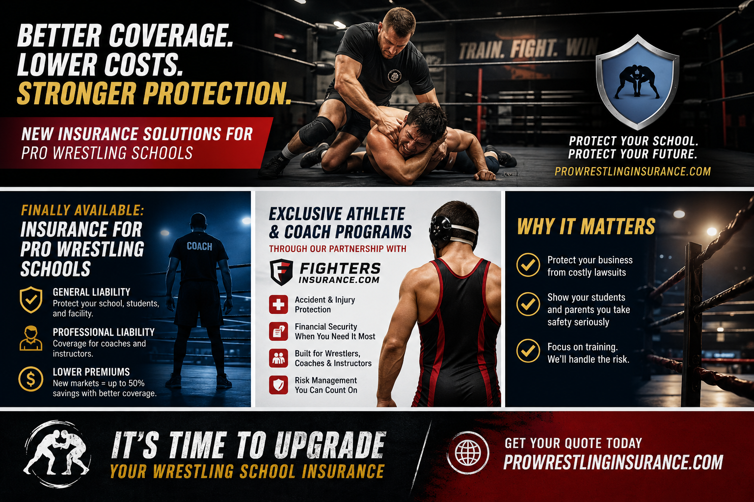 Professional Wrestling School Insurance Is Finally Here: Better Coverage, Lower Rates &amp; Exclusive Programs for Wrestling Schools.