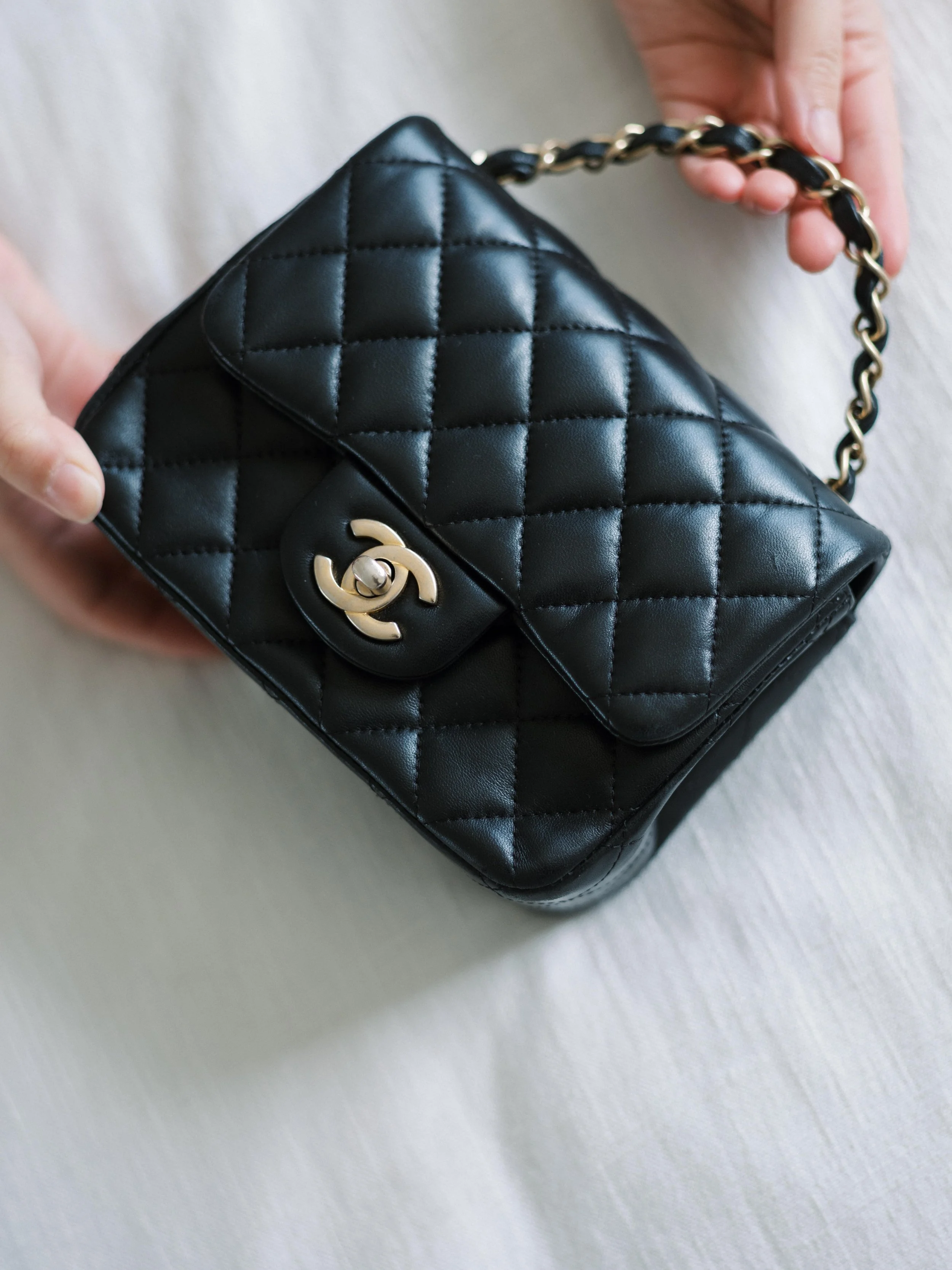 2019 CHANEL Mini Square Classic Flap - Black Lambskin