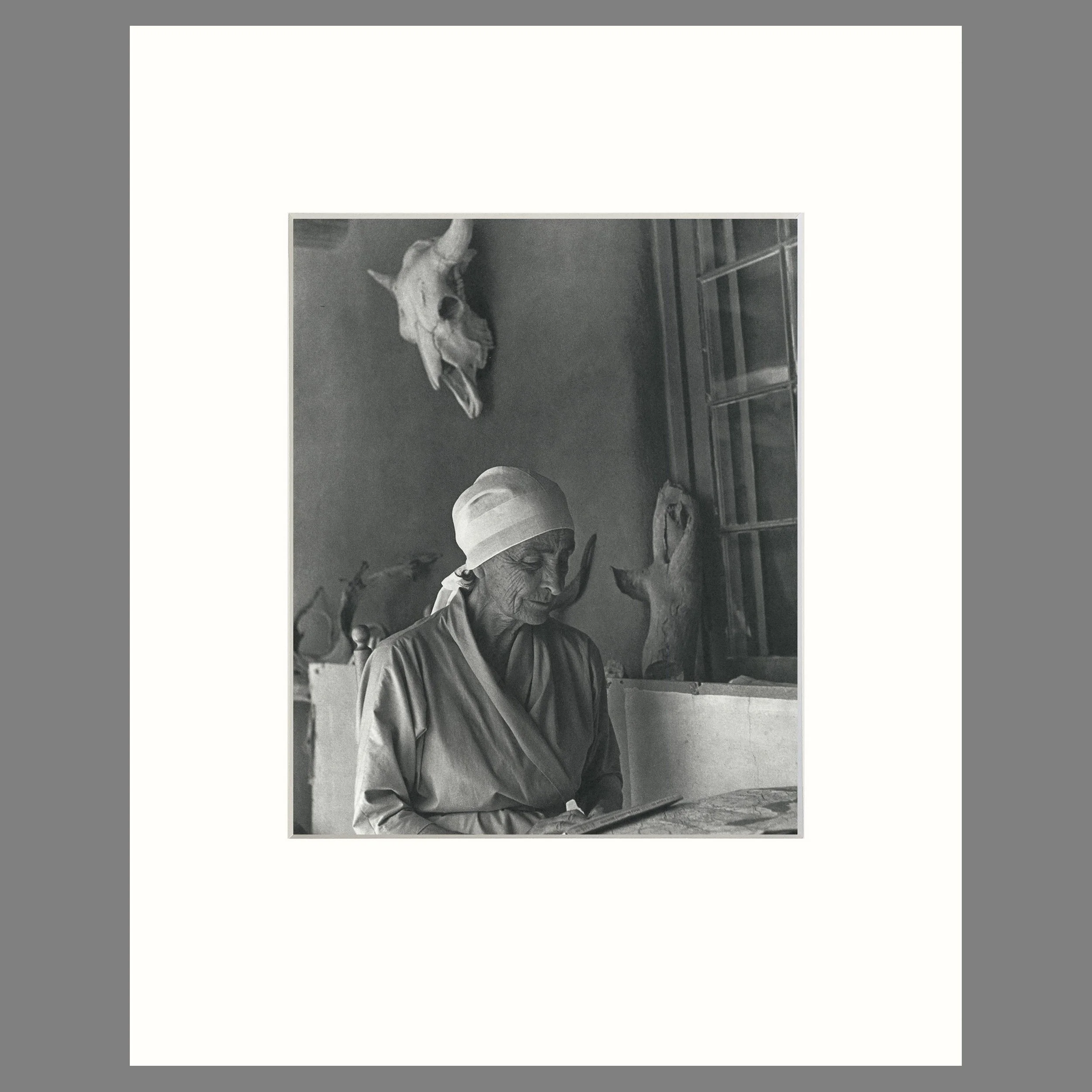 O'Keeffe on the Portal, Ghost Ranch, 1964 - Todd Webb Photograph - 16 x 20 Matted Print