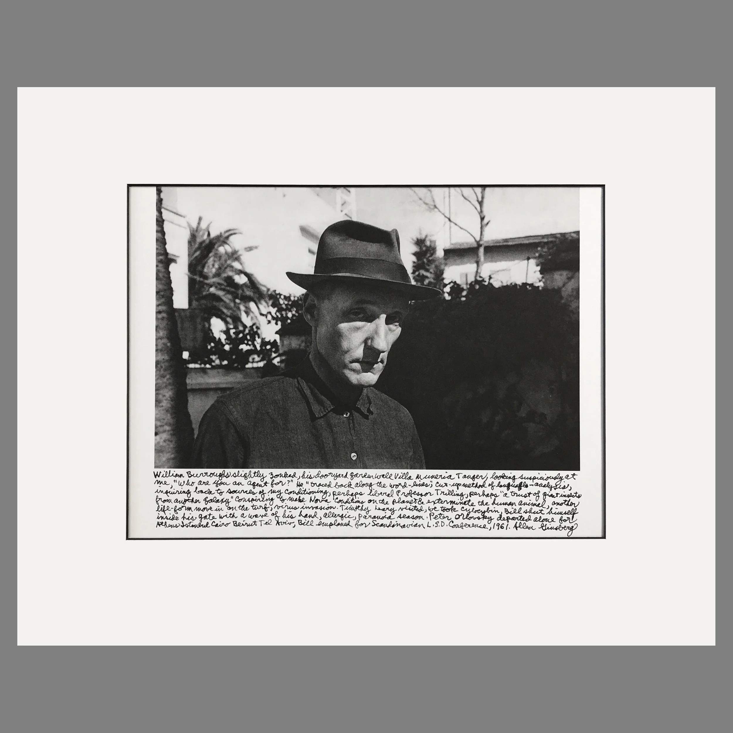 William Burroughs, Villa Muneria, Tanger 1961 - Matted Print - Allen Ginsberg Photographer