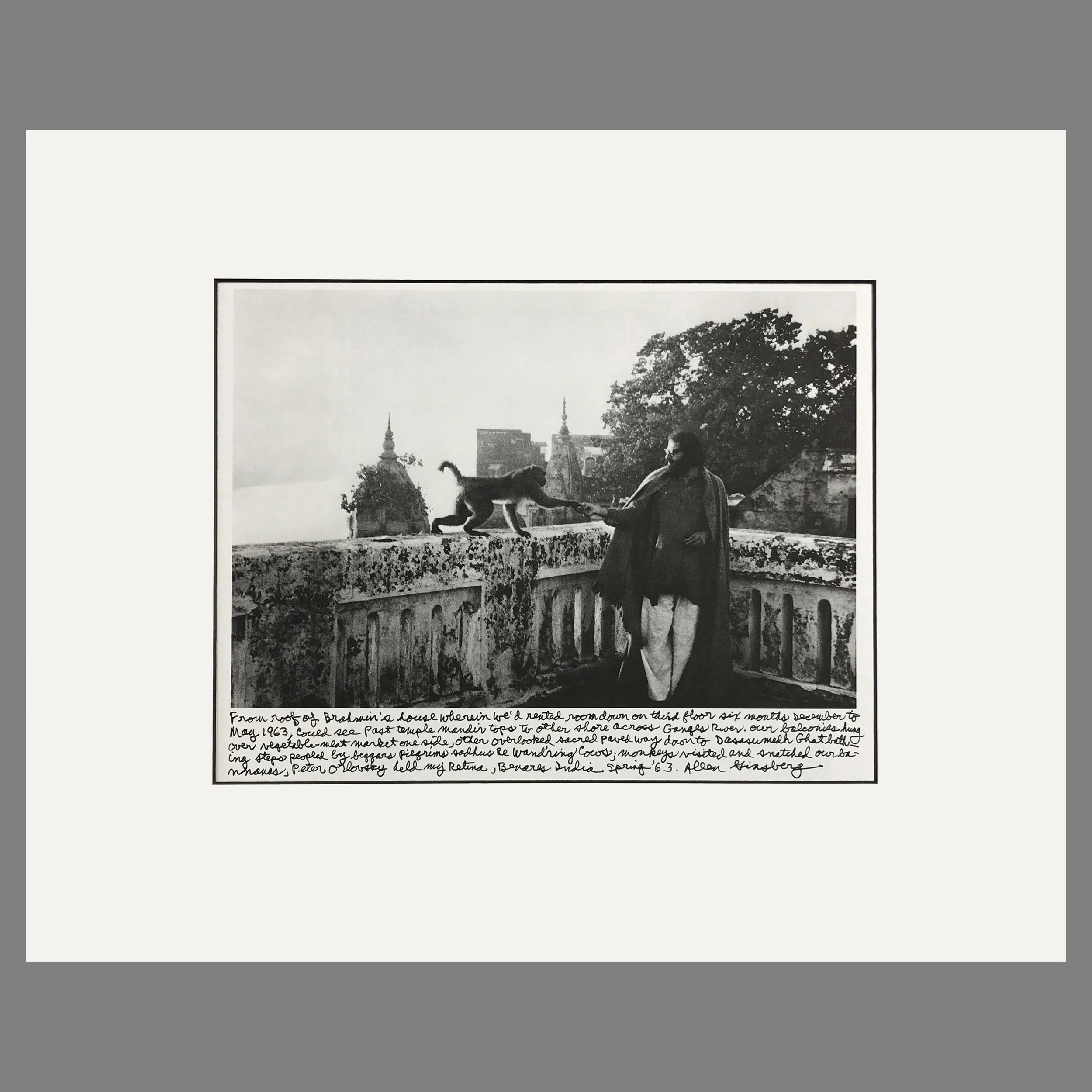 Allen Ginsberg, Benares, India 1963 - Peter Orlovsky Photograph - Matted Print 16 x 20