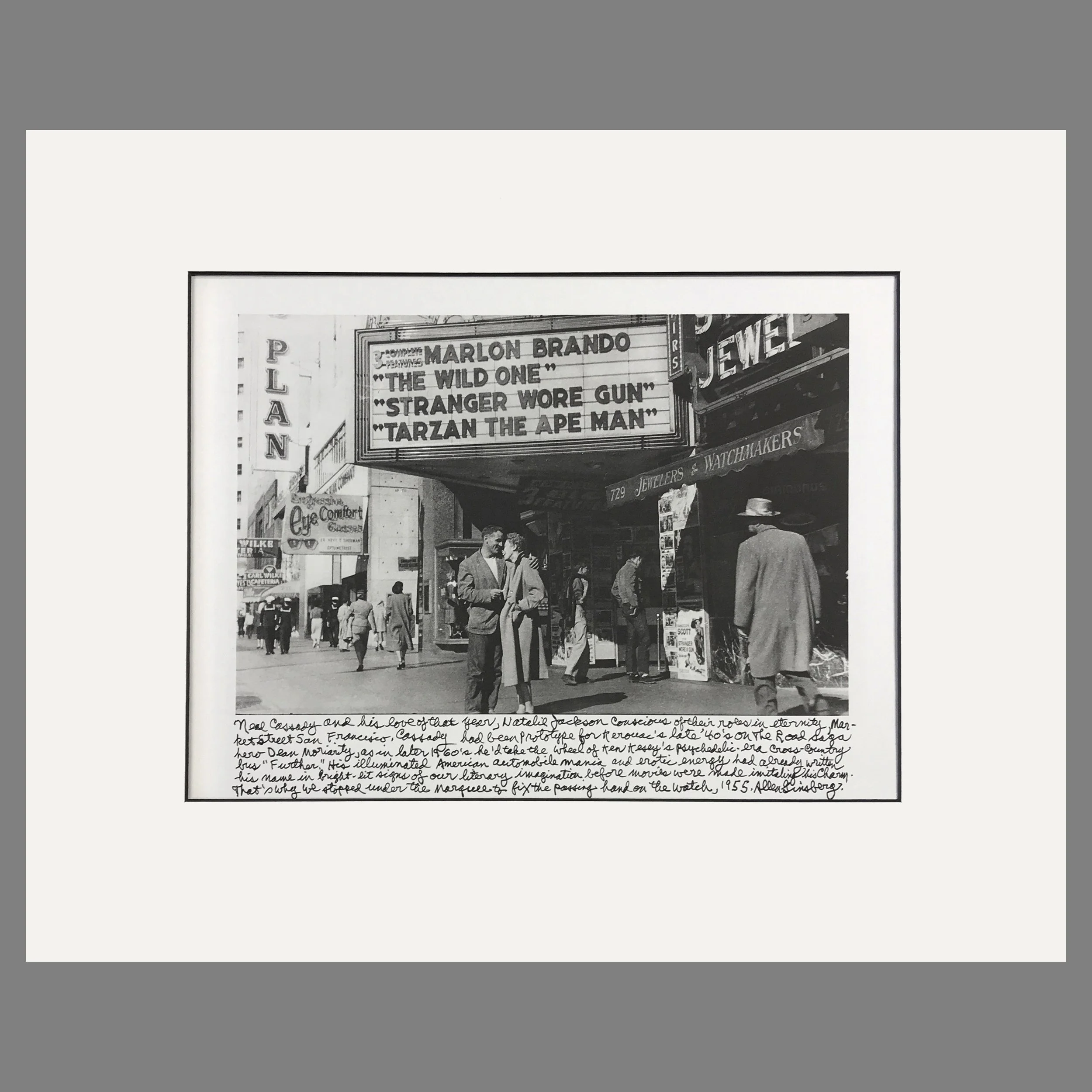 Neal Cassady, Market Street, San Franciso 1955 - Allen Ginsberg Photograph - Matted Print 16 x 20