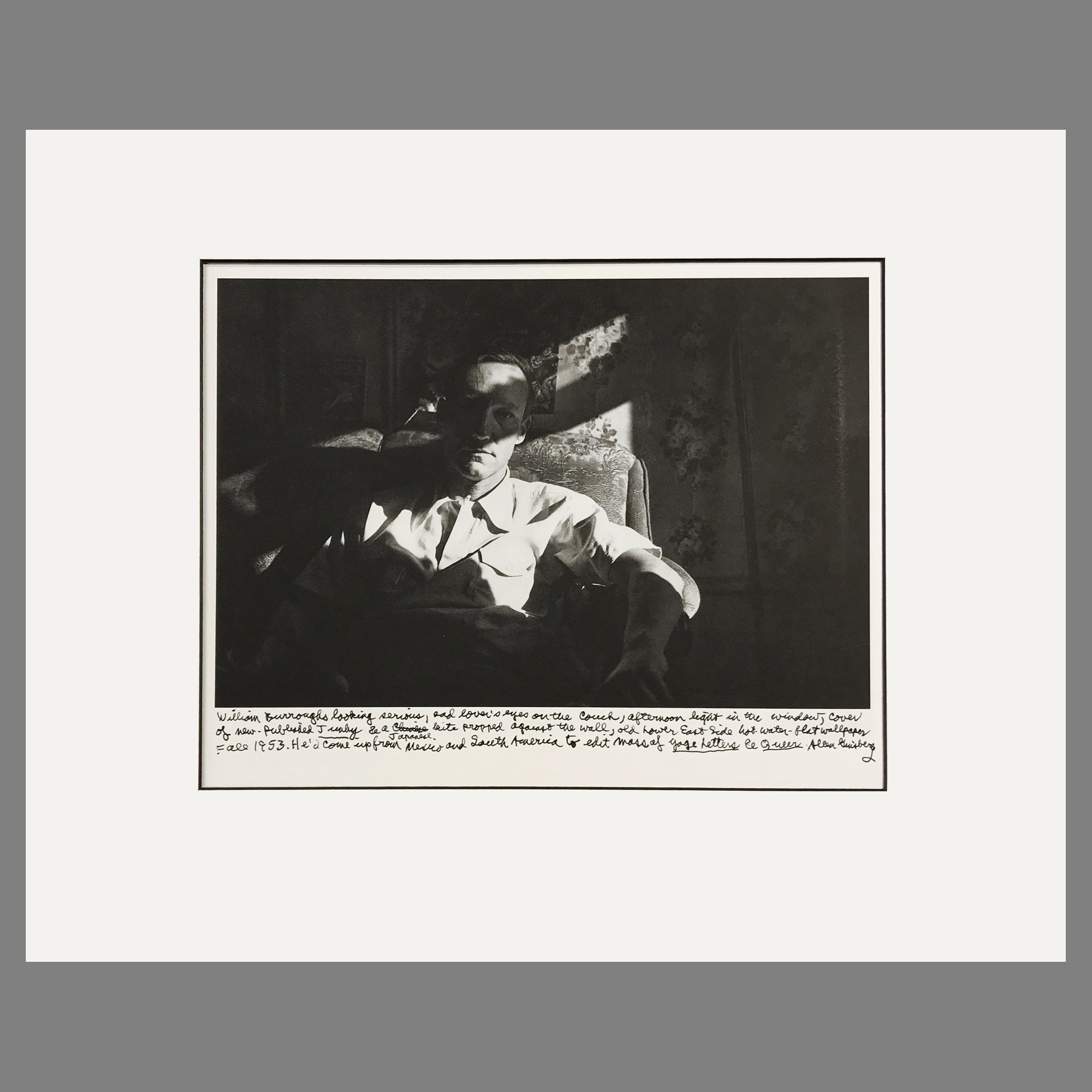 William Burroughs, Lower East Side, NYC 1953 - Allen Ginsberg Photograph - Matted Print 16 x 20