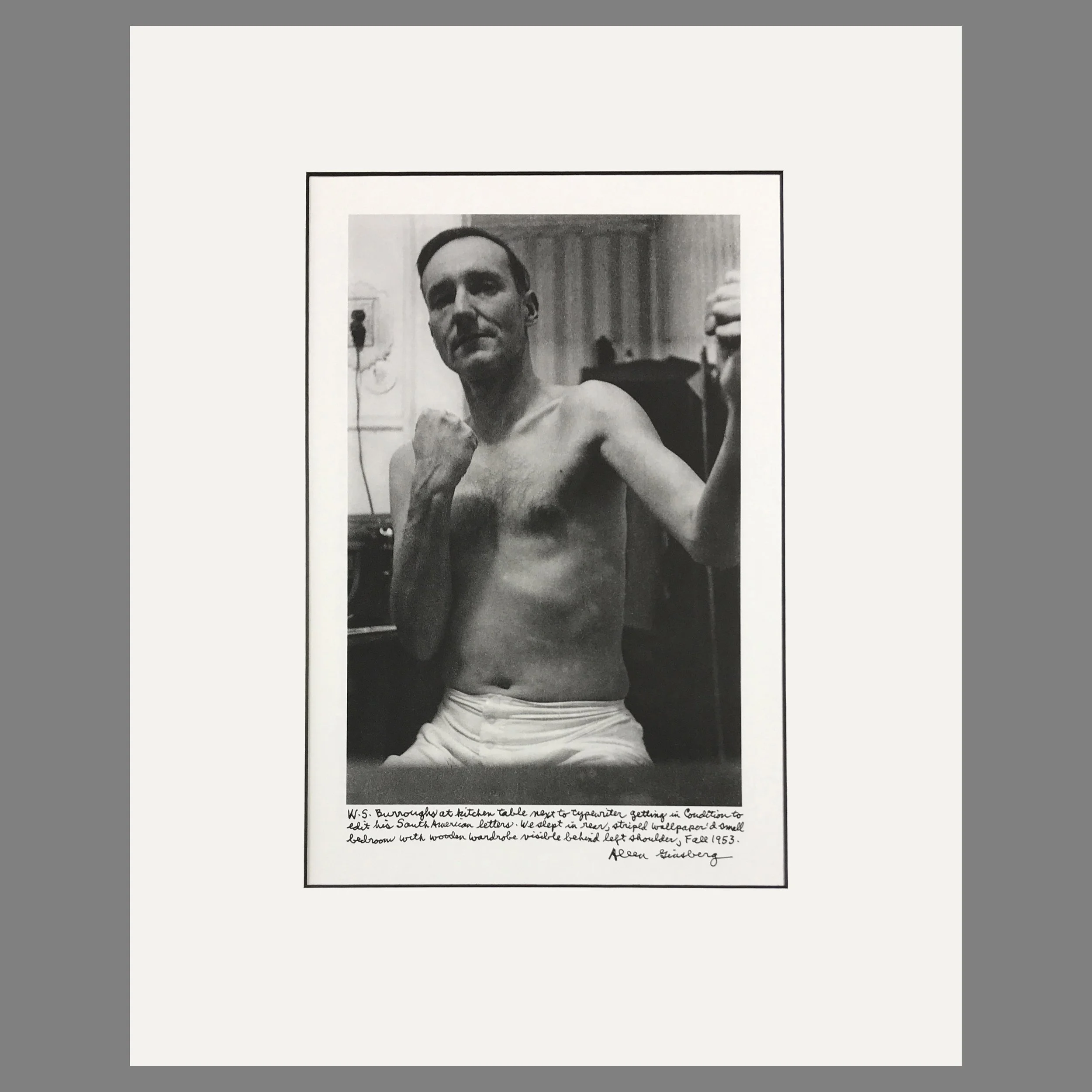 William Burroughs, Kitchen Table, NYC 1953 - Allen Ginsberg Photograph - Matted Print 16 x 20