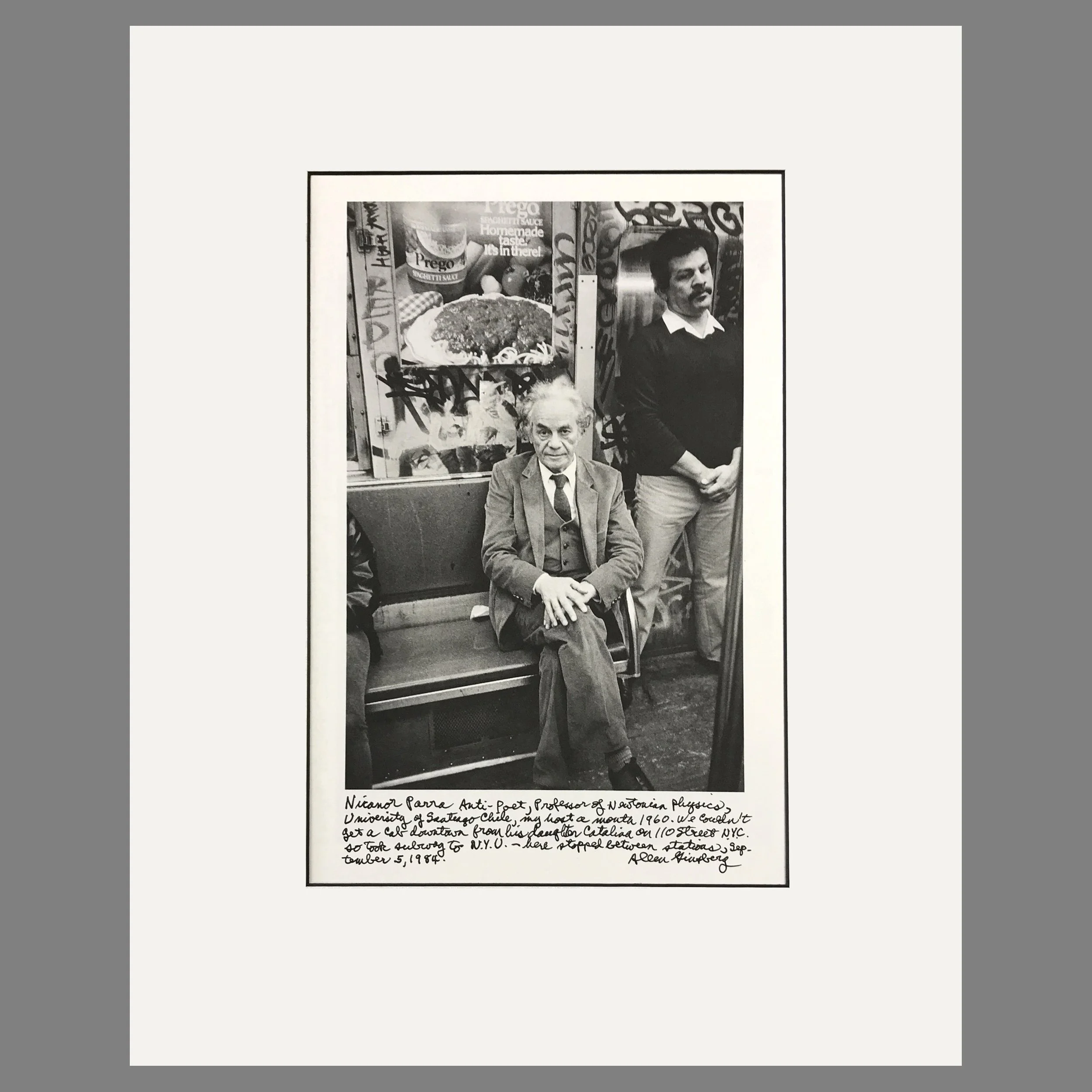Nicanor Para, NYC Subway, 1984 - Allen Ginsberg Photograph - Matted Print 16 x 20