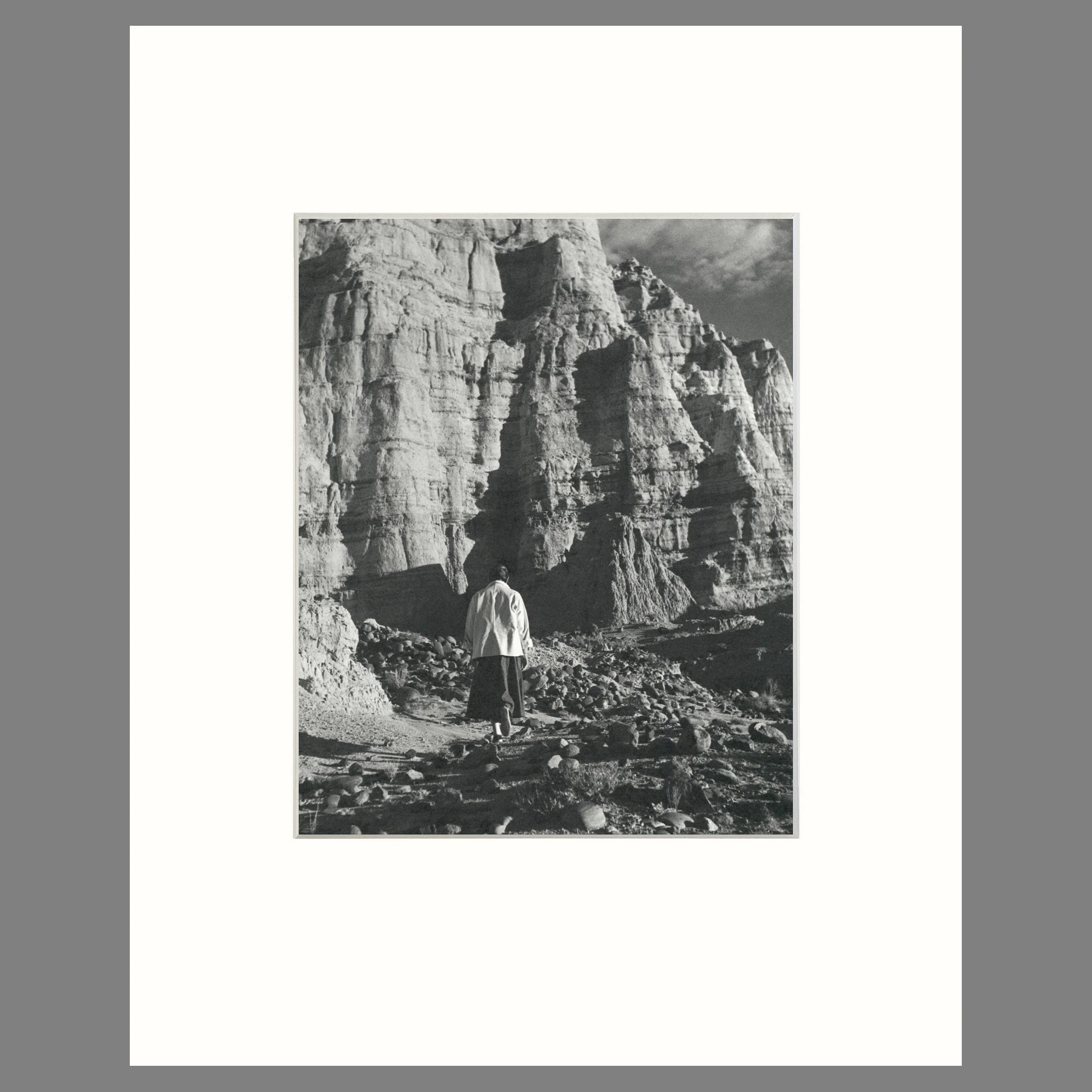 Georgia O'Keeffe, Walking in "The White Place", Near Abiquiu - Todd Webb Photograph - 16 x 20 Matted Print