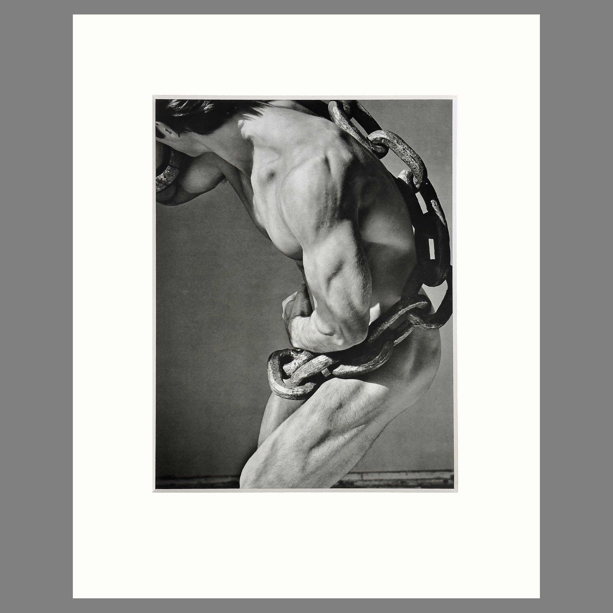 Herb Ritts - Man with Chain, Los Angeles, 1985 - 8 Ply Conservation Matted Photogravure Print, 16 x 20