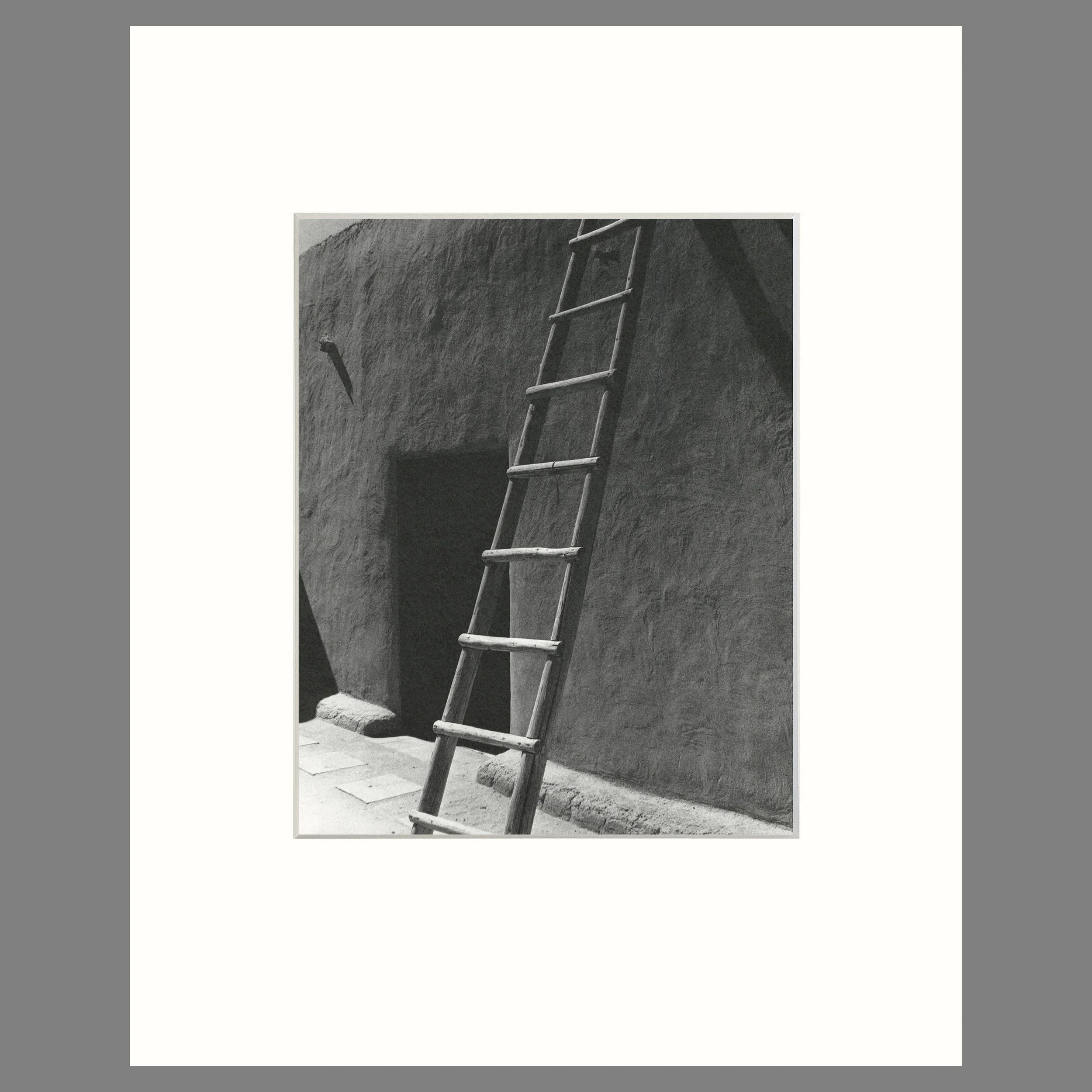 Georgia O'Keeffe - Ladder and Adobe Wall, Abiquiu, 1957 - Todd Webb Photograph - 16 x 20 Matted Print