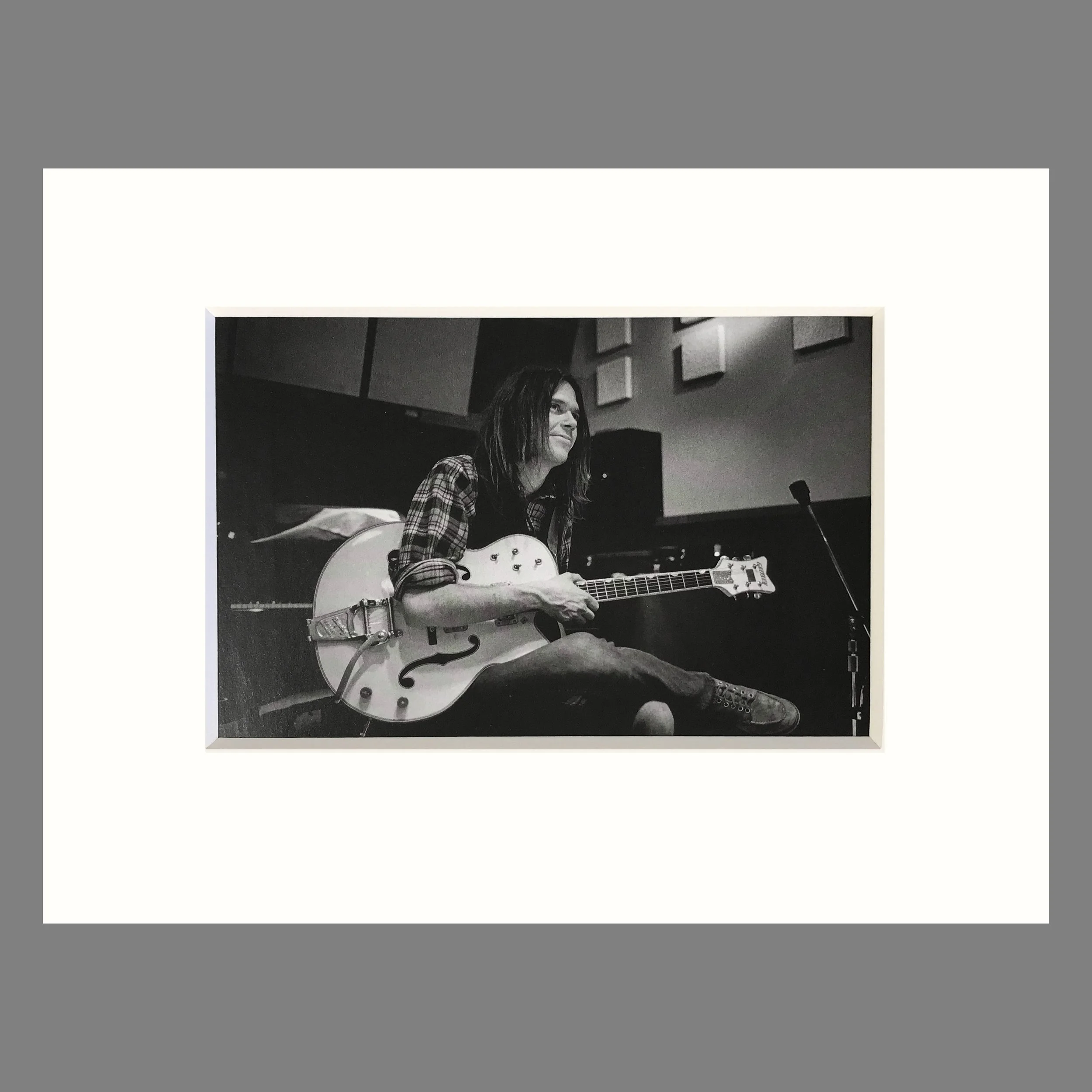 Neil Young, Los Angeles, First Recording Session Crosby, Stills, Nash & Young, 1969 - Jim Marshall Photographer - Matted Print 9 x 12 inches