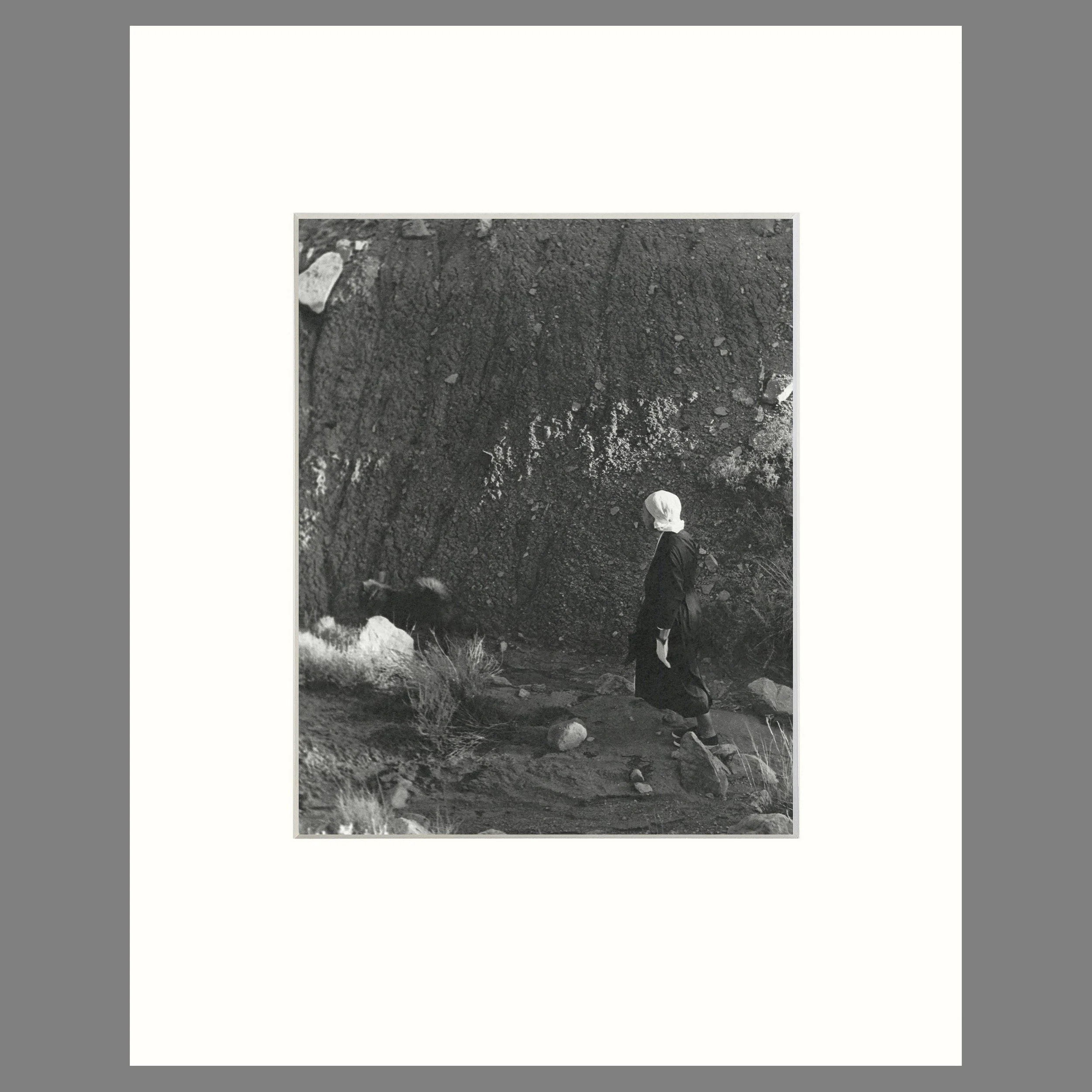 O'Keeffe Walking in the Badlands, Ghost Ranch, 1962 - Todd Webb Photograph - 16 x 20 Matted print