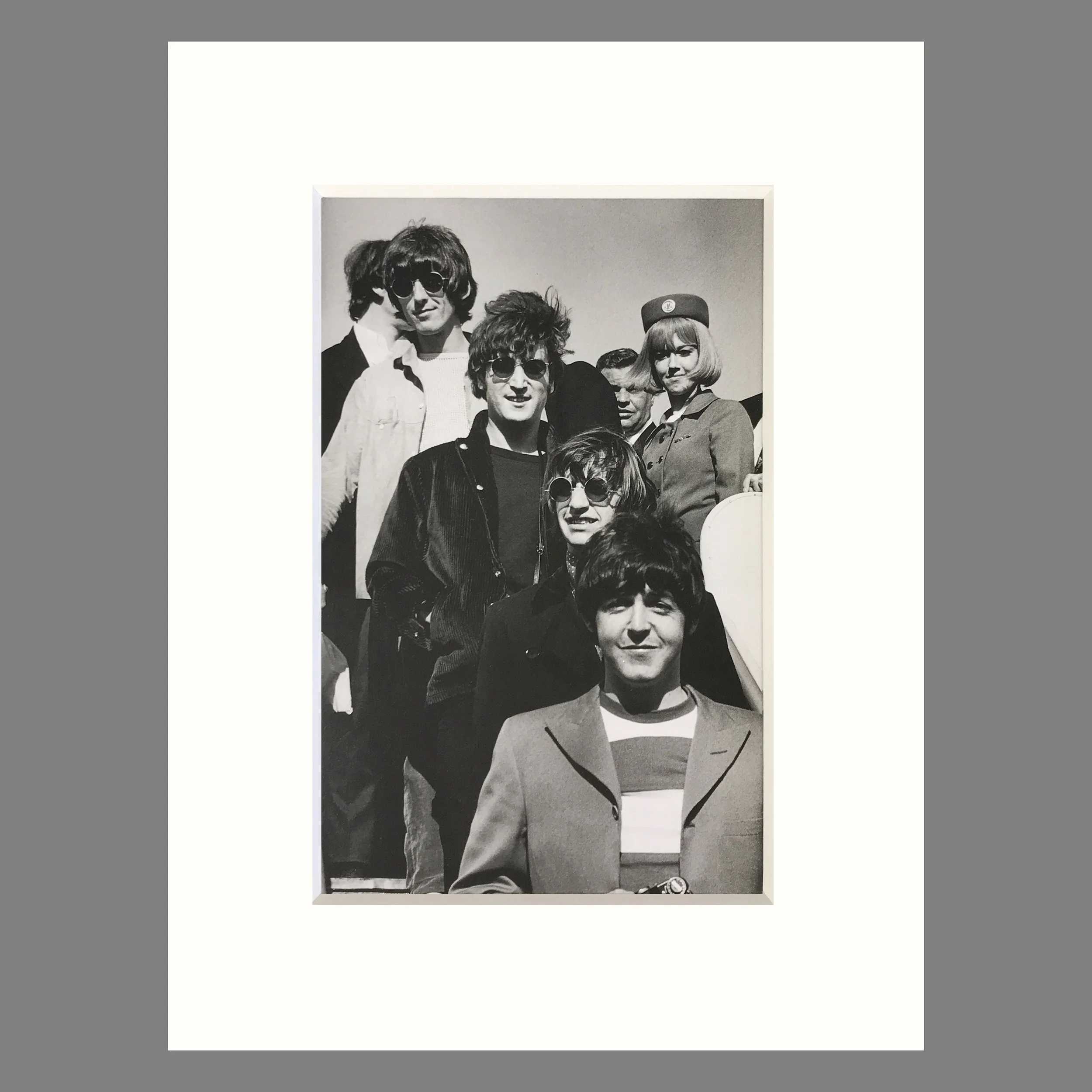 The Beatles, San Francisco International Airport, 1966 - Jim Marshall Photographer - Matted Print, 9 x 12 inches