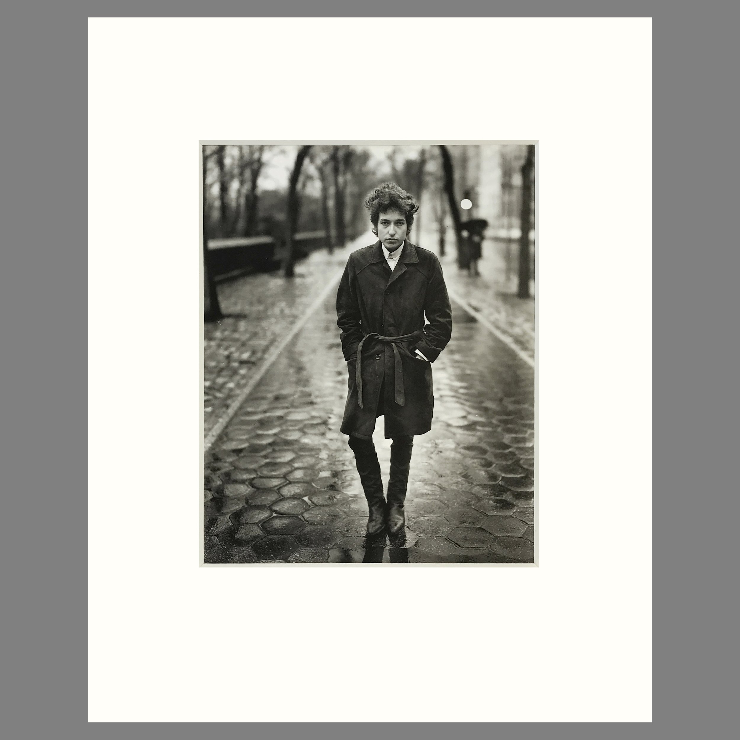 Bob Dylan, Fifth Avenue, Central Park - Richard Avedon Photograph - Matted Print 16 x 20 Inches