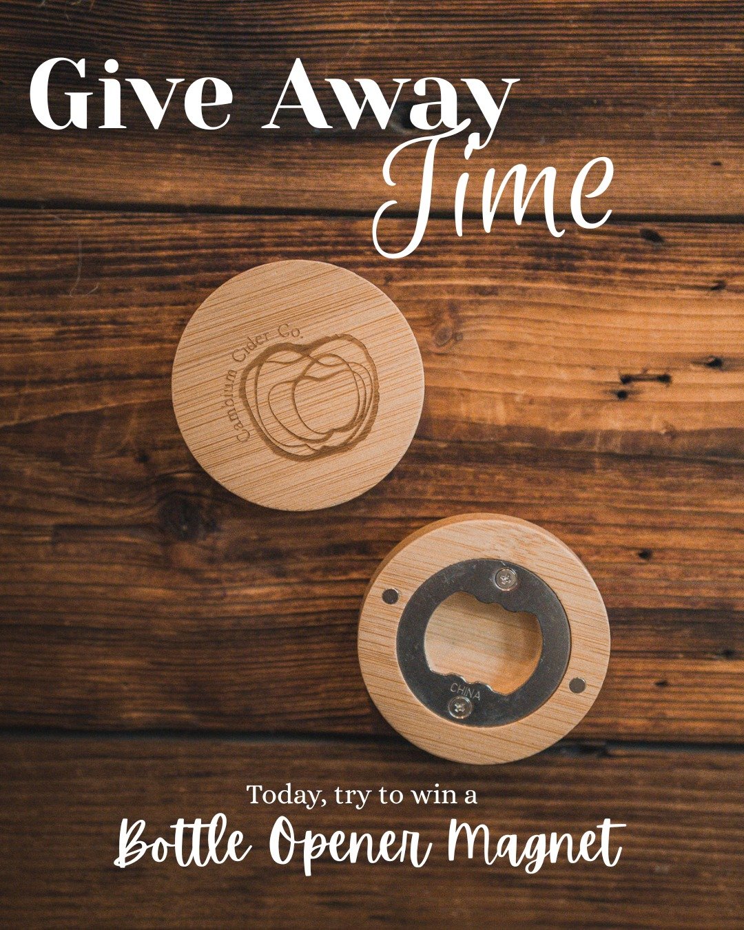 GIVEAWAY time! 2/10

Today, enter to win the must-have to keep on hand in your kitchen: the Cambium Magnet Opener!
To participate:

- Follow our account
- Like this post
- Tag a friend you&rsquo;d enjoy a cider with

Bonus entry: share this post in y