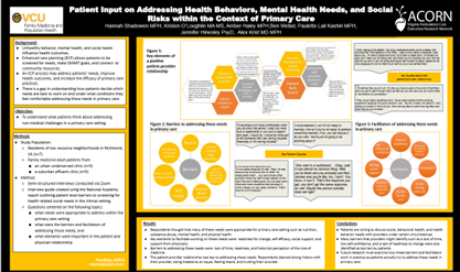 Patient Input on Addressing Health Behaviors, Mental Health Needs, and Social Risks within the Context of Primary Care (poster)