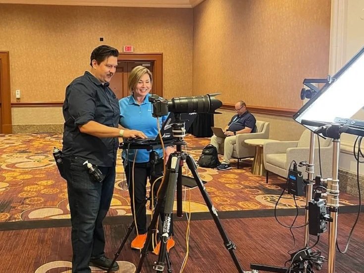 Professional headshot station setup in Las Vegas conference ballroom — Pandorica Headshot Studio all-inclusive activation
