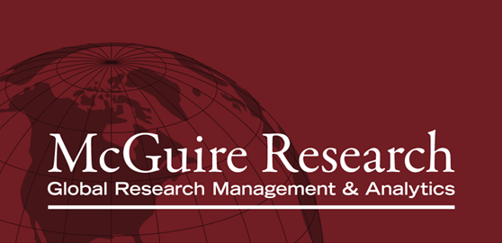McGuire Research logo with a red background and a globe graphic, featuring the text "McGuire Research" and "Global Research Management & Analytics".