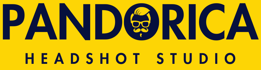 Pandorica Headshot Studio Logo-blue letters on yellow background-Las Vegas