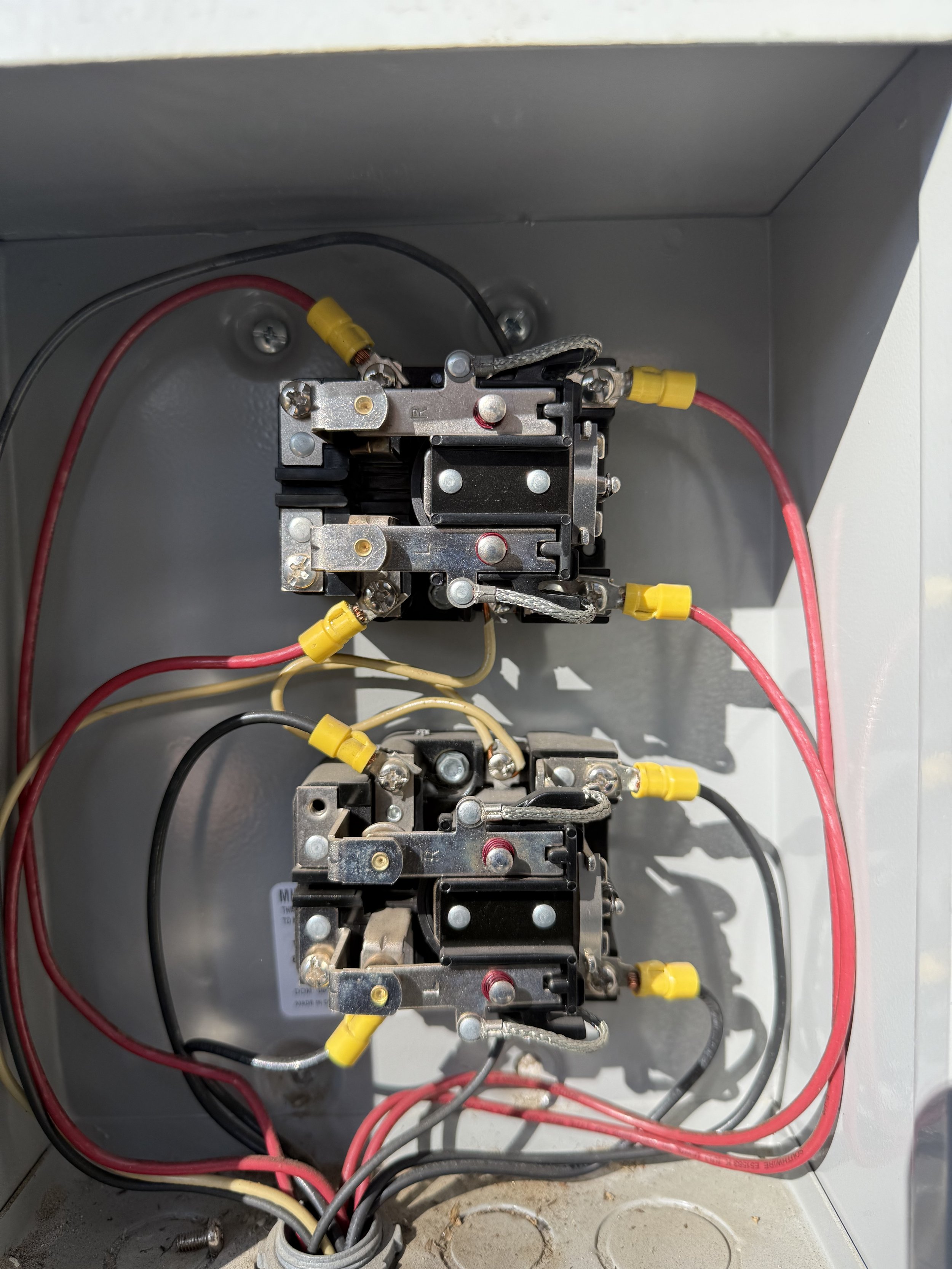 Electrical panel with wiring and contactors