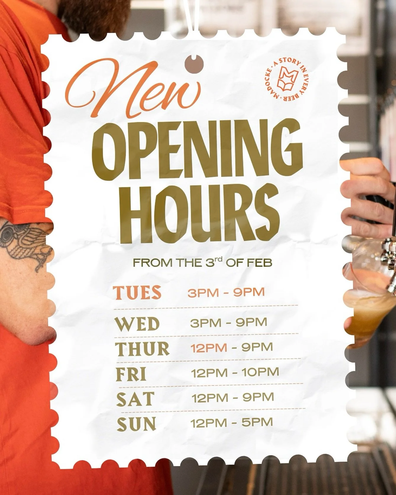 More reasons to stop by 🍻

We&rsquo;re now open:
&bull; Tuesdays 3&ndash;9pm
&bull; Thursdays from 12pm

Come down, bring a friend, and spend some time with us and the beer 🍺