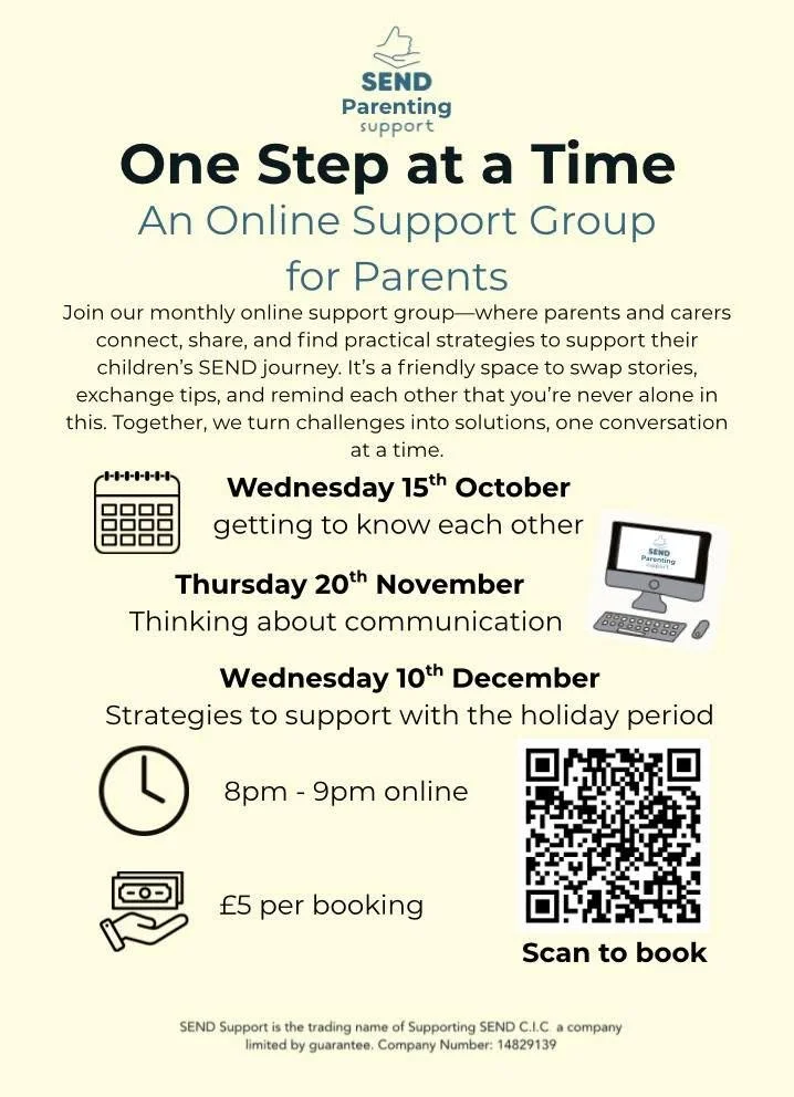 Come and join our monthly online support group&mdash;where parents and carers connect, share, and find practical strategies to support their children&rsquo;s SEND journey. It&rsquo;s a friendly space to swap stories, exchange tips, and remind each ot