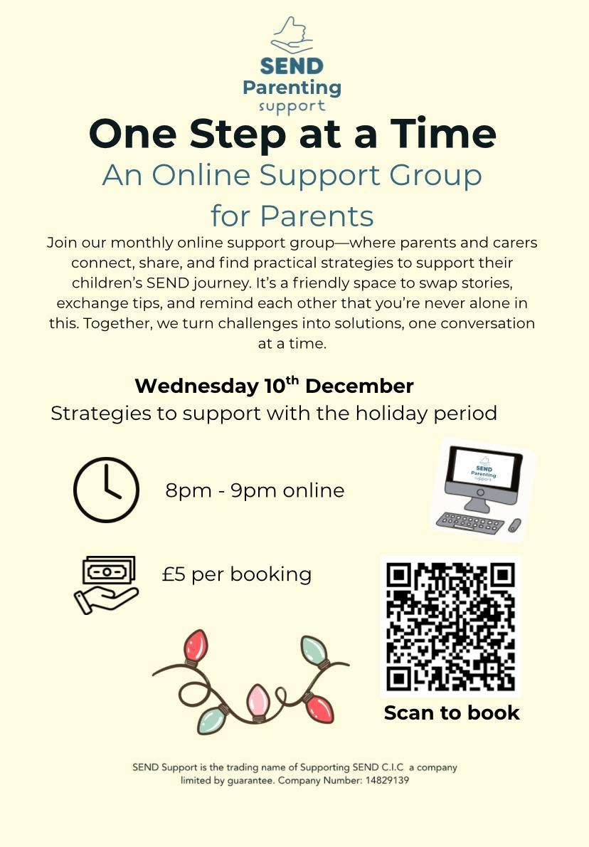 We have the last parent support group of 2025 on Wednesday. Even if you haven't been before you can still join in.