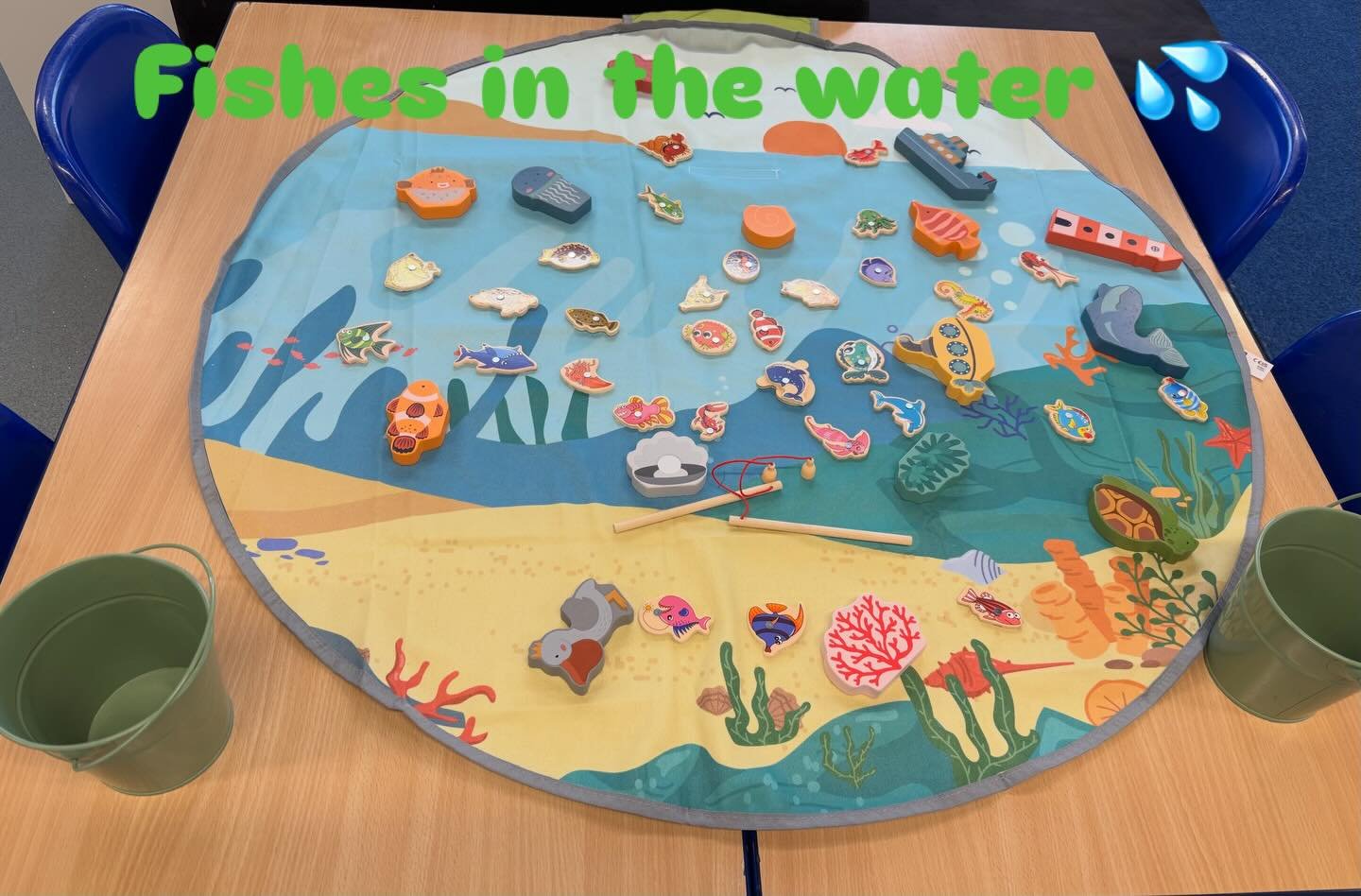 Our session today all about fish. We&rsquo;ve got small world, sensory play, (with fine motor skills) fishing, (co ordination) and number matching. All promote coordination and all planned around each child&rsquo;s needs. #communication #fishing #mak