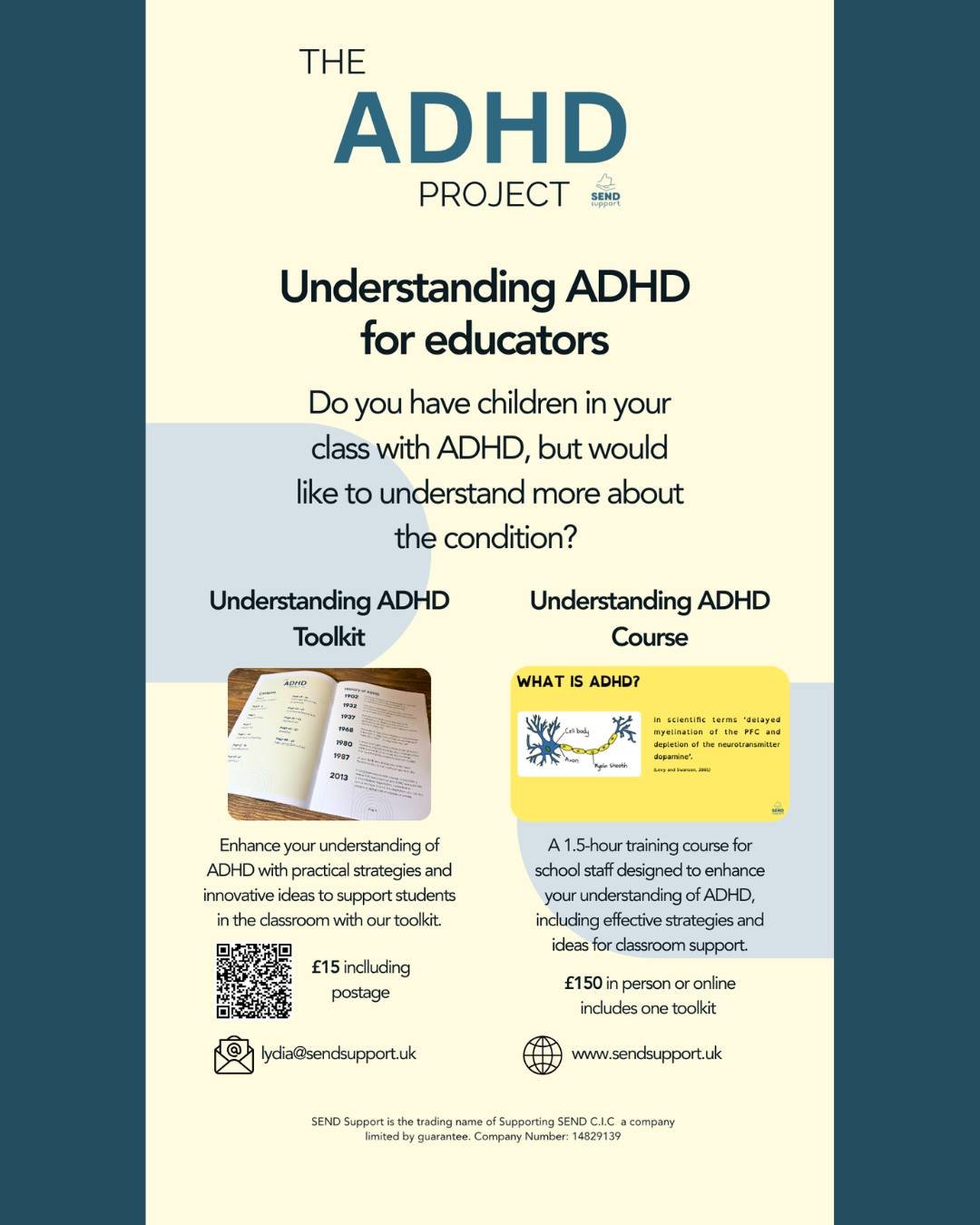 📘 **Understanding ADHD for Educators**

Support children with ADHD more confidently in the classroom 💛

✨ Practical **ADHD Toolkit** (&pound;15 inc. postage)
🎓 **1.5-hour training course** for school staff (in person or online &ndash; includes too
