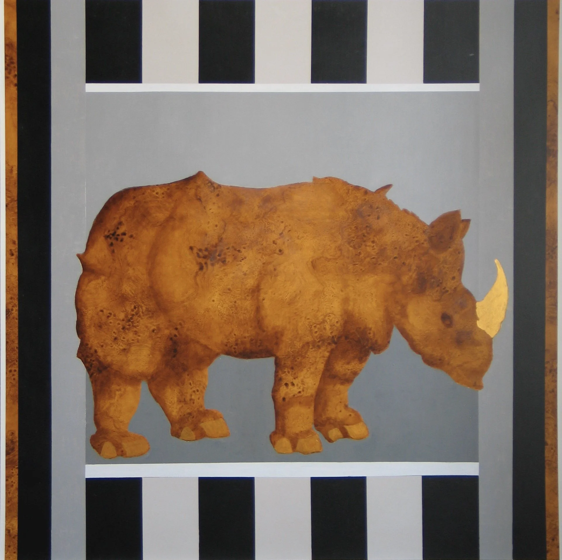 Rhinocéros, 100x100 peinture sur bois