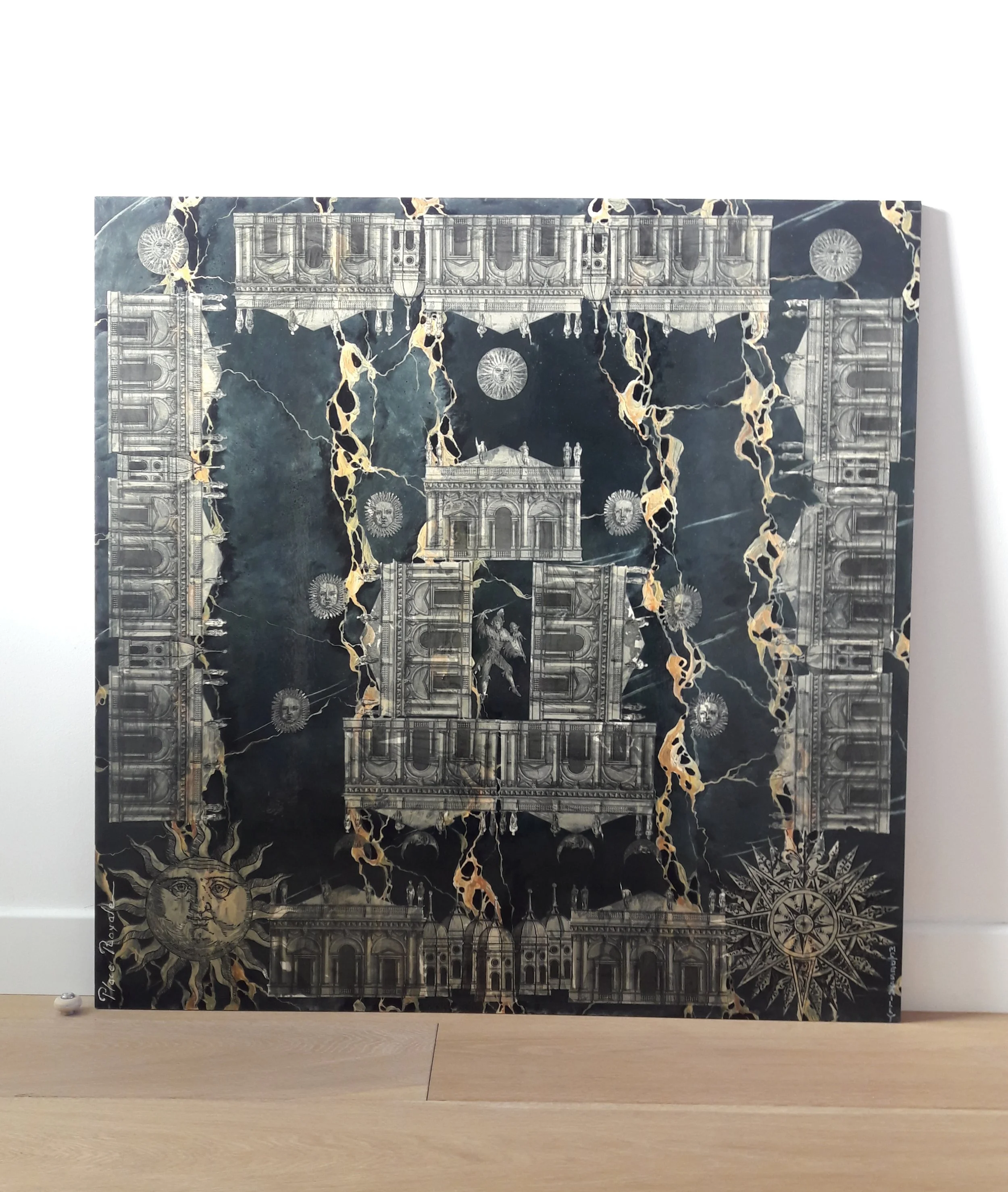 Huile et collage sur bois, 80x80