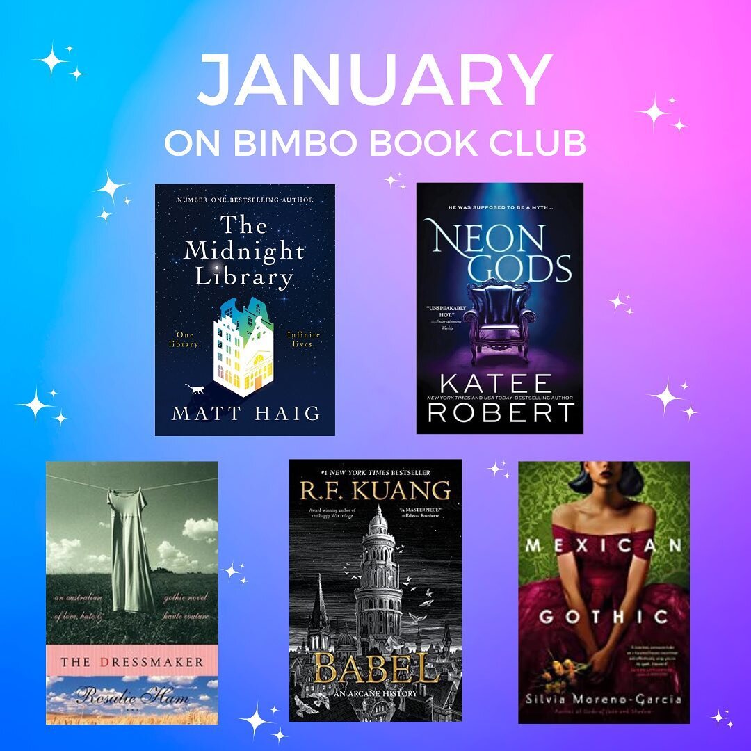This month on Bimbo Book Club, we&rsquo;re discussing new beginnings, horror reimaginings, the power of language and all things kink 😏

3rd - The Midnight Library by Matt Haig 

10th - Neon Gods by Katee Robert

17th - Babel by R. F. Kuang 

24th - 