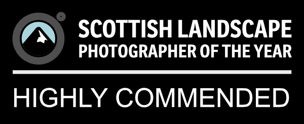 Scottish Landscape Photographer of the Year Highly Commended award badge.