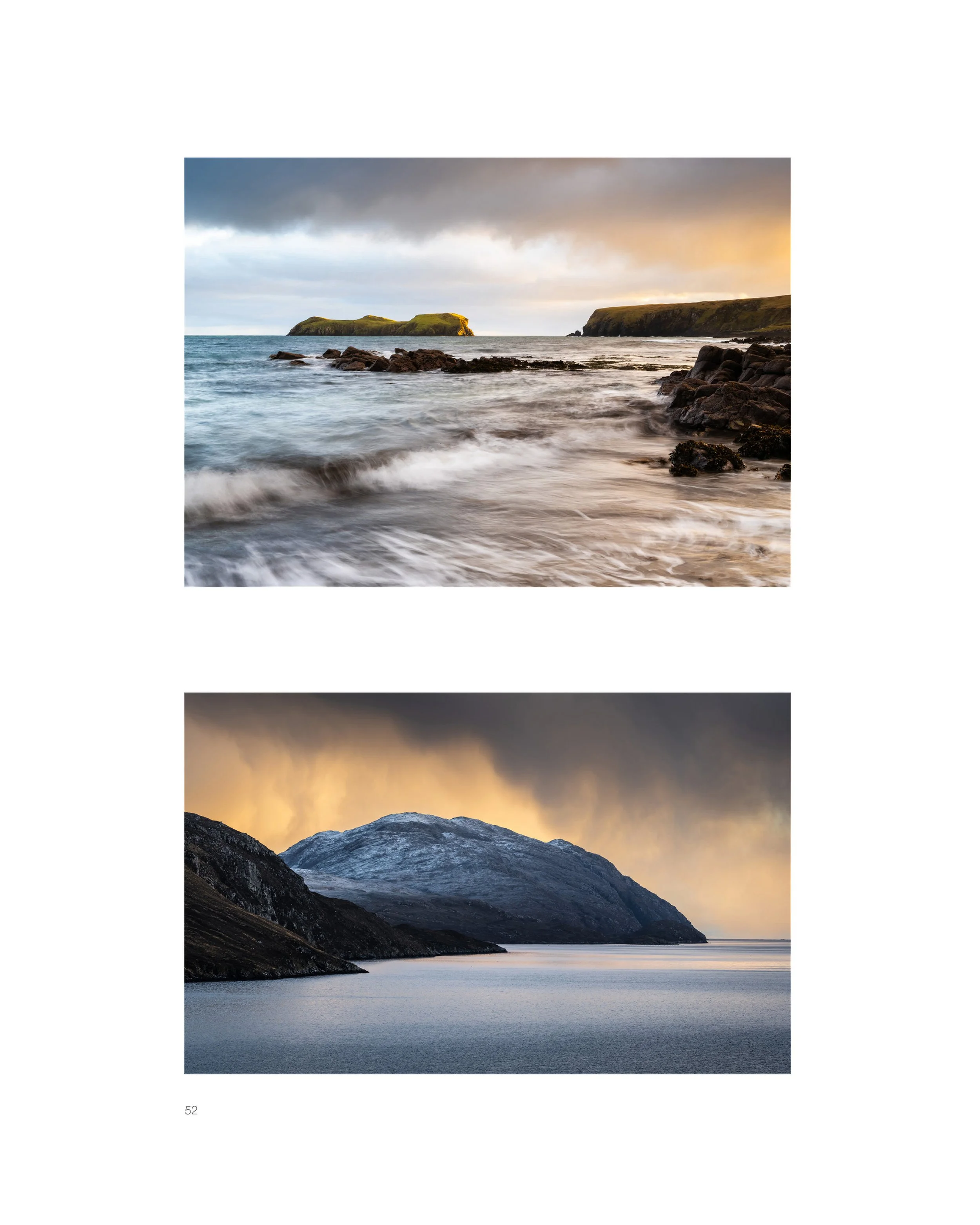Internal page from the 2026 Harris & Lewis Outer Hebrides photography book showing Bayble Beach on the Isle of Lewis, part of the Hebridean seascape and Scottish coastal landscape collection