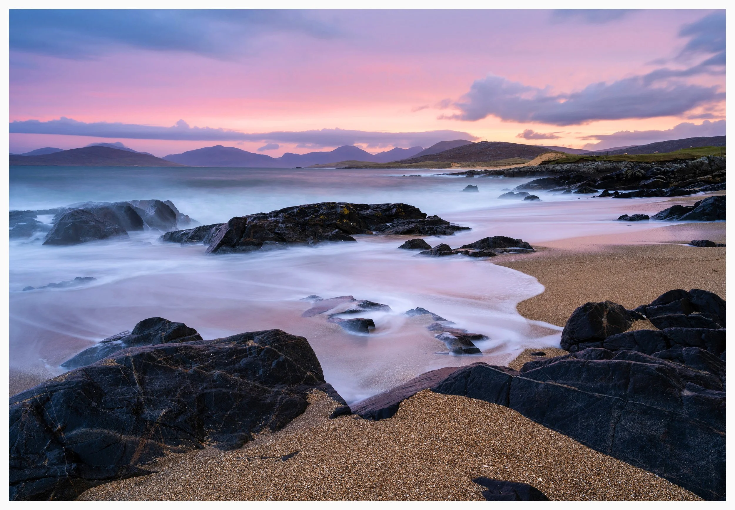 Long Exposure Seassccape of small beach, Isle of Harris. Outer Hebrides, Scotland.