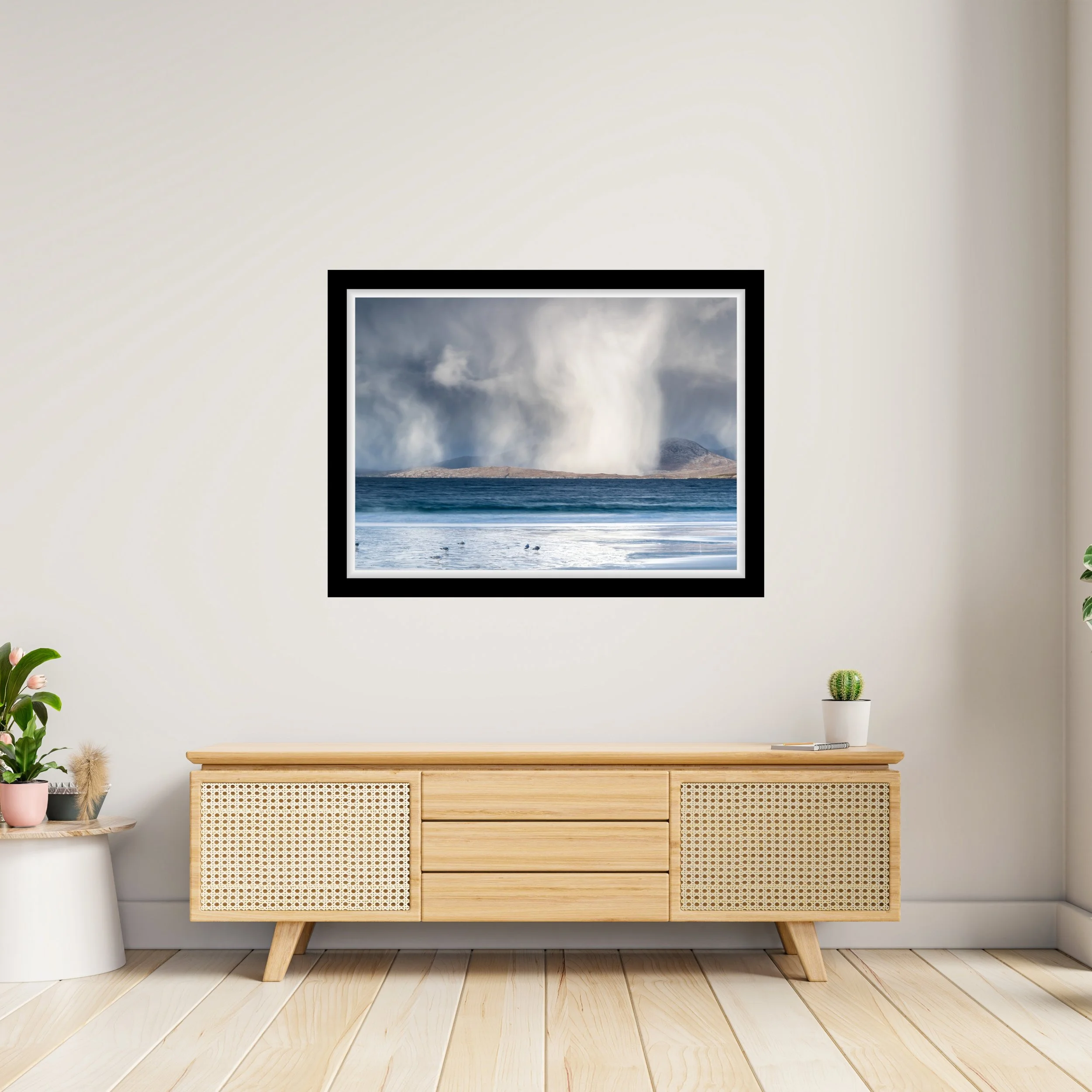 Fine Art Framed Print of Luskentyre Beach, Isle of Harris, displayed on an interior wall