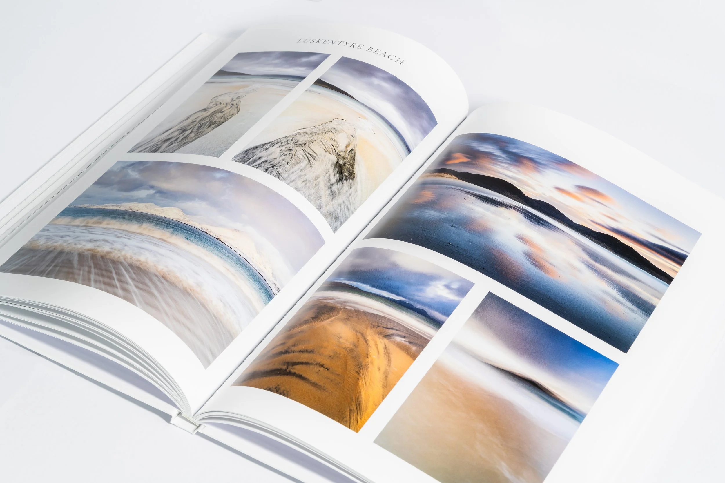 Inner page featuring Atlantic waves and Hebridean coastline from the Harris & Lewis book.