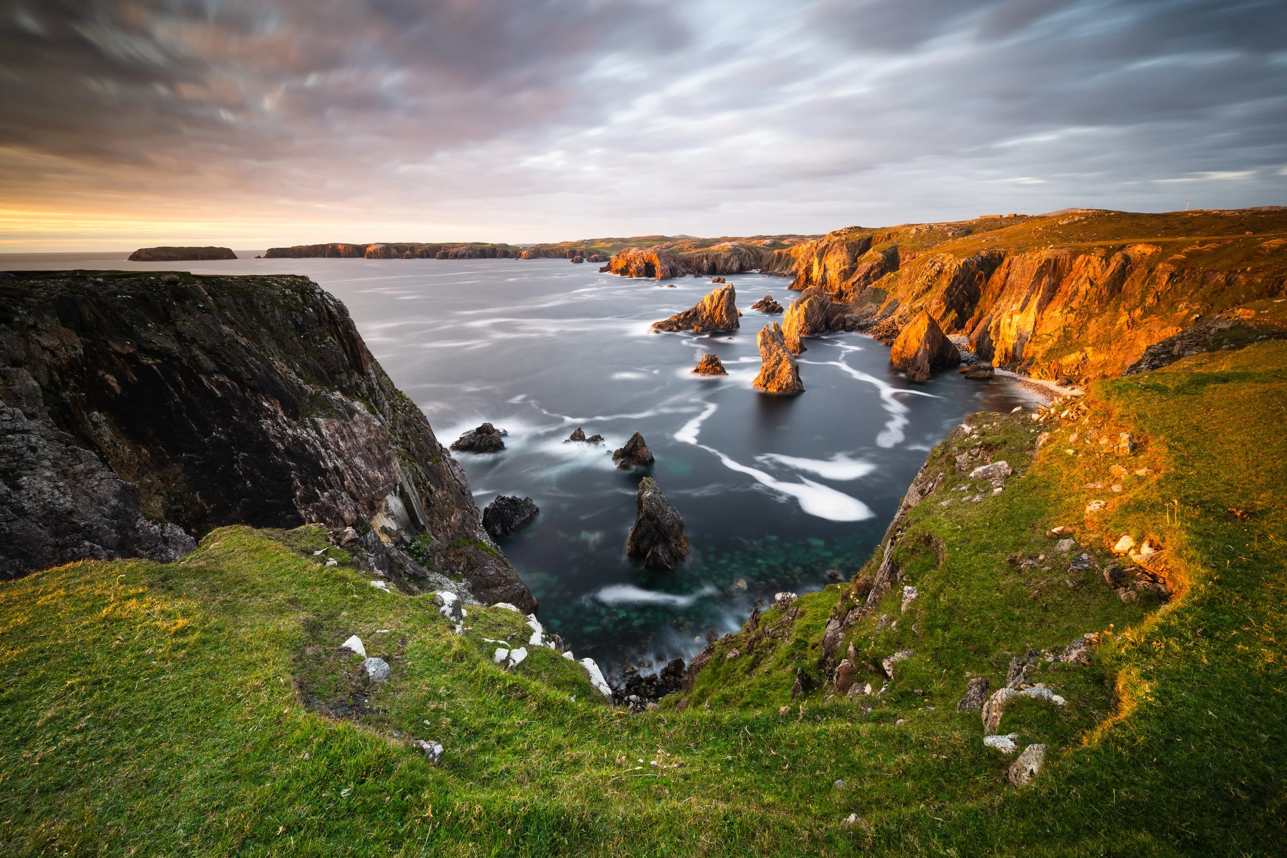 Mangersta Sea stacks sunset coastal scene isle of lewis