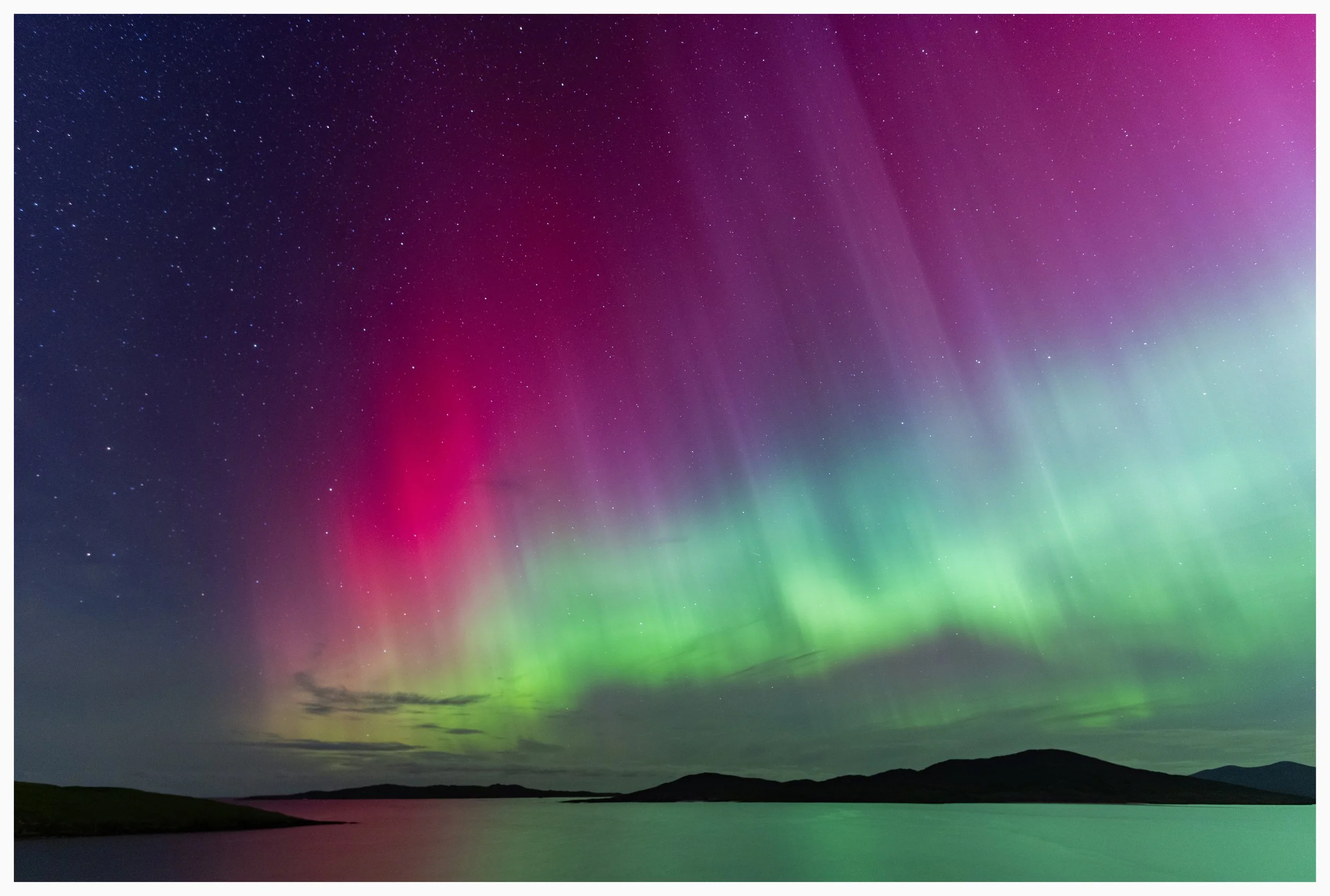 Northern lights display, Isle of Harris, Outer Hebrides, Scotland. Shortlisted SNPA Land Category. Aurora Borealis, Isle of Harris.