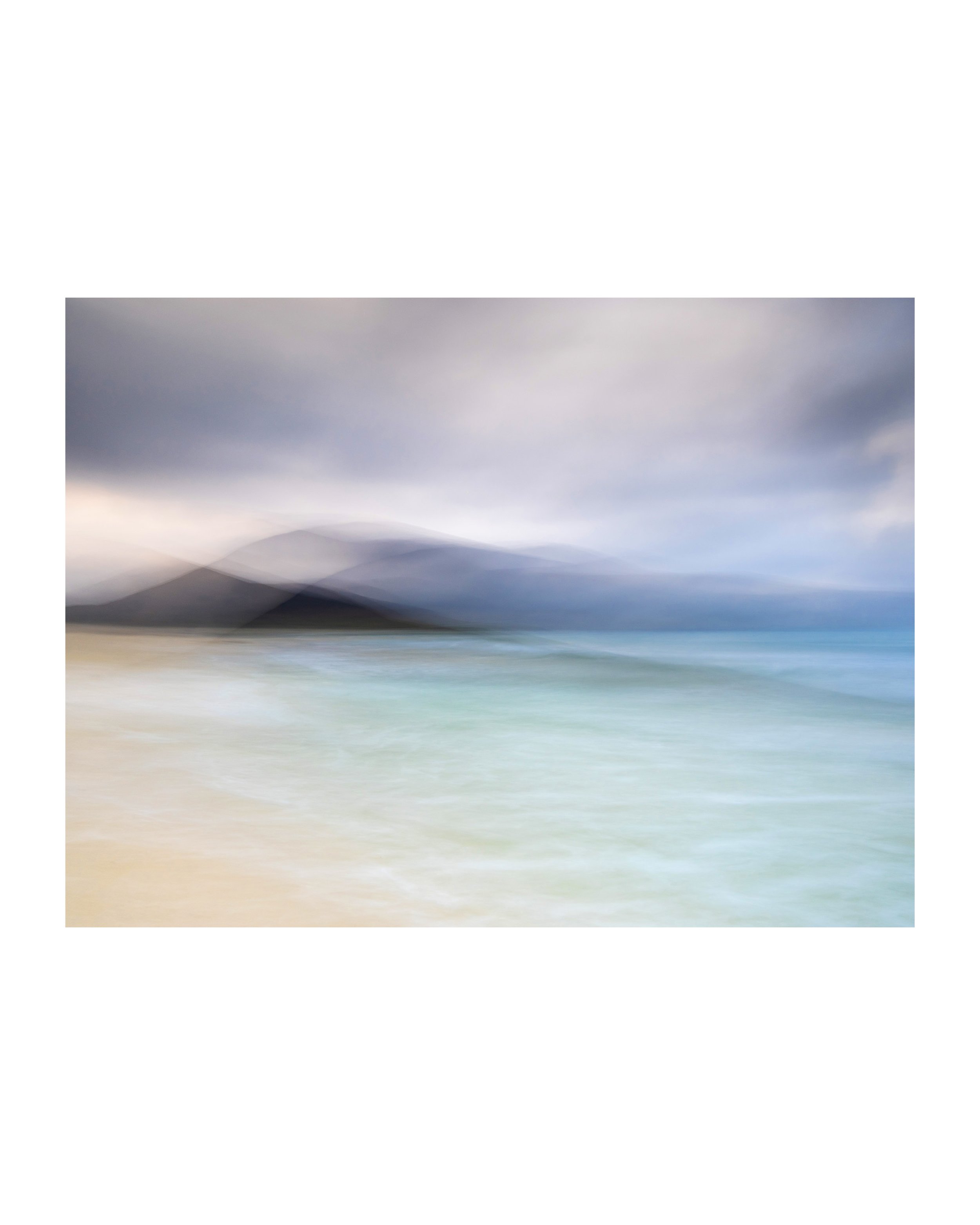 SScarista Beach photography print, Isle of Harris, Outer Hebrides — fine‑art coastal landscape showing soft Atlantic light and gentle shoreline motion